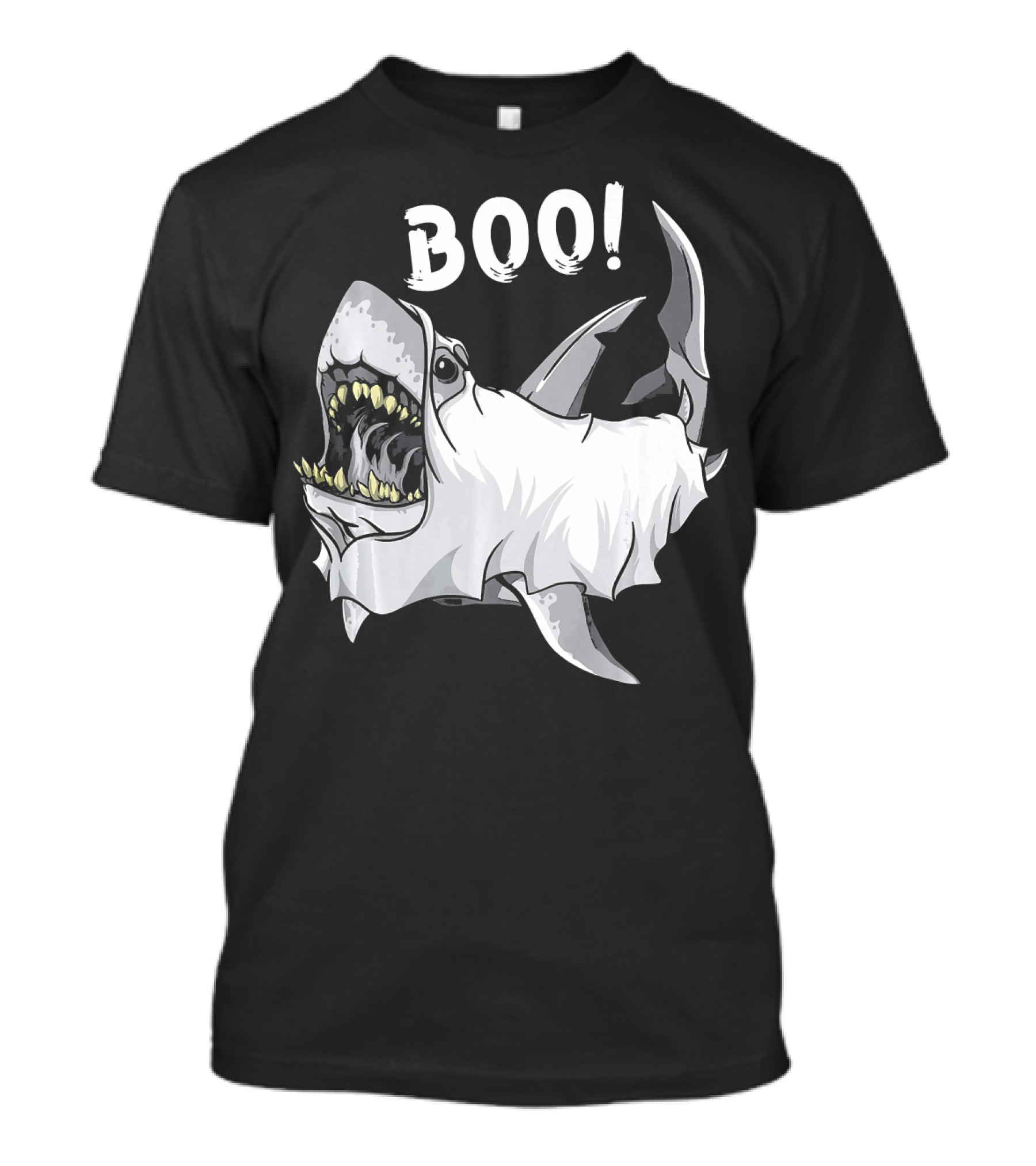 Shark Ghost Boo Funny Great White Shark Halloween T-Shirt