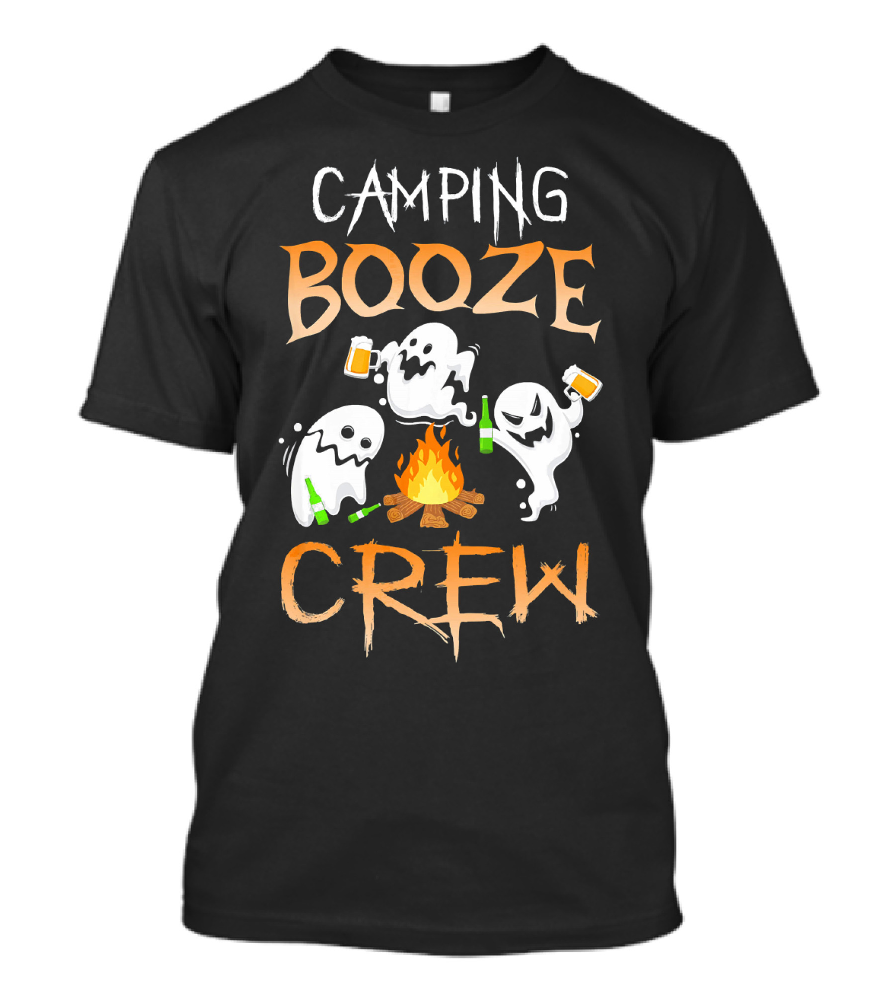 Camping Booze Crew Ghosts Drinking Beer By Campfire T-Shirt