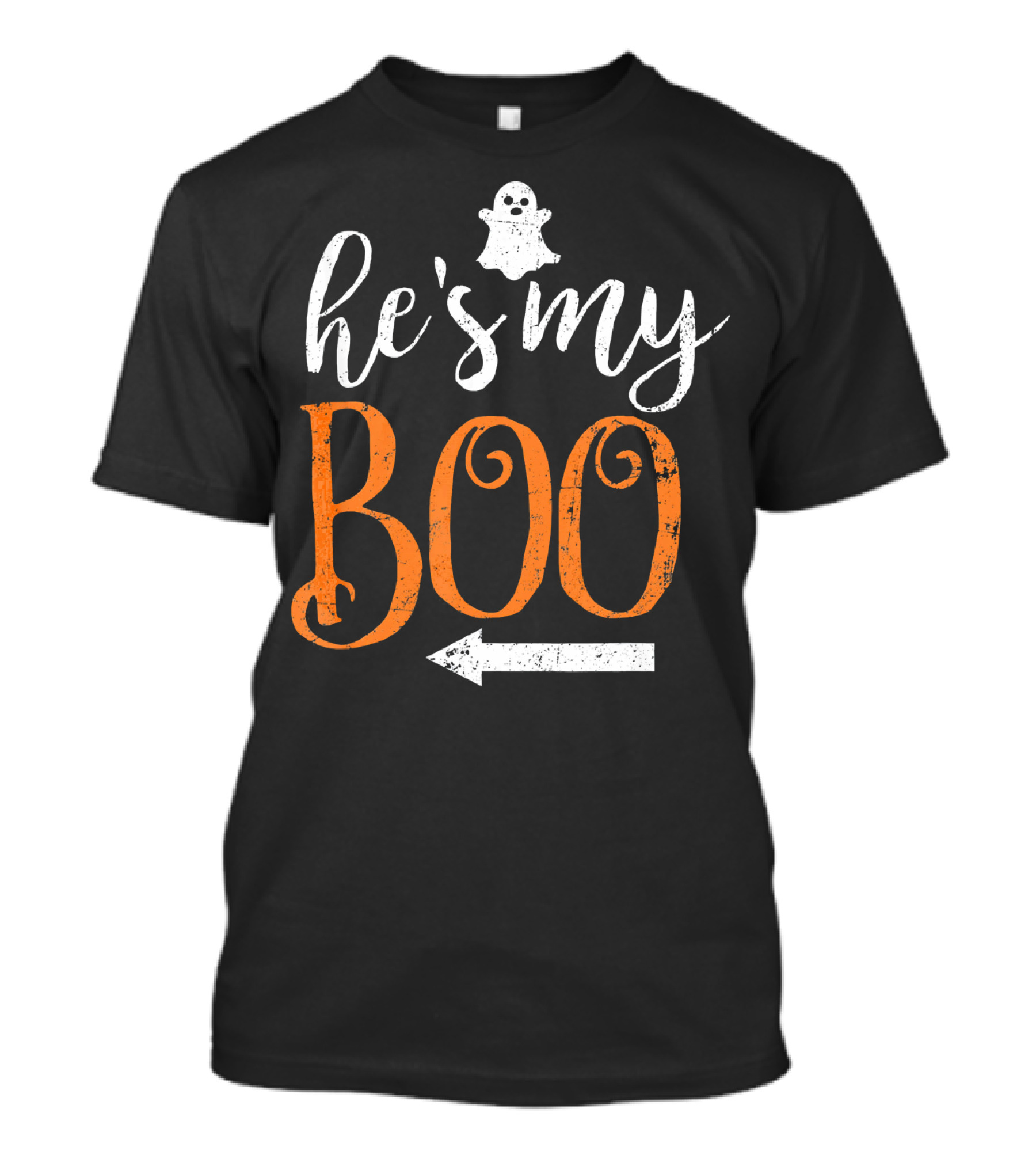 He's My Boo Halloween Ghost Matching Couple Arrow T-Shirt