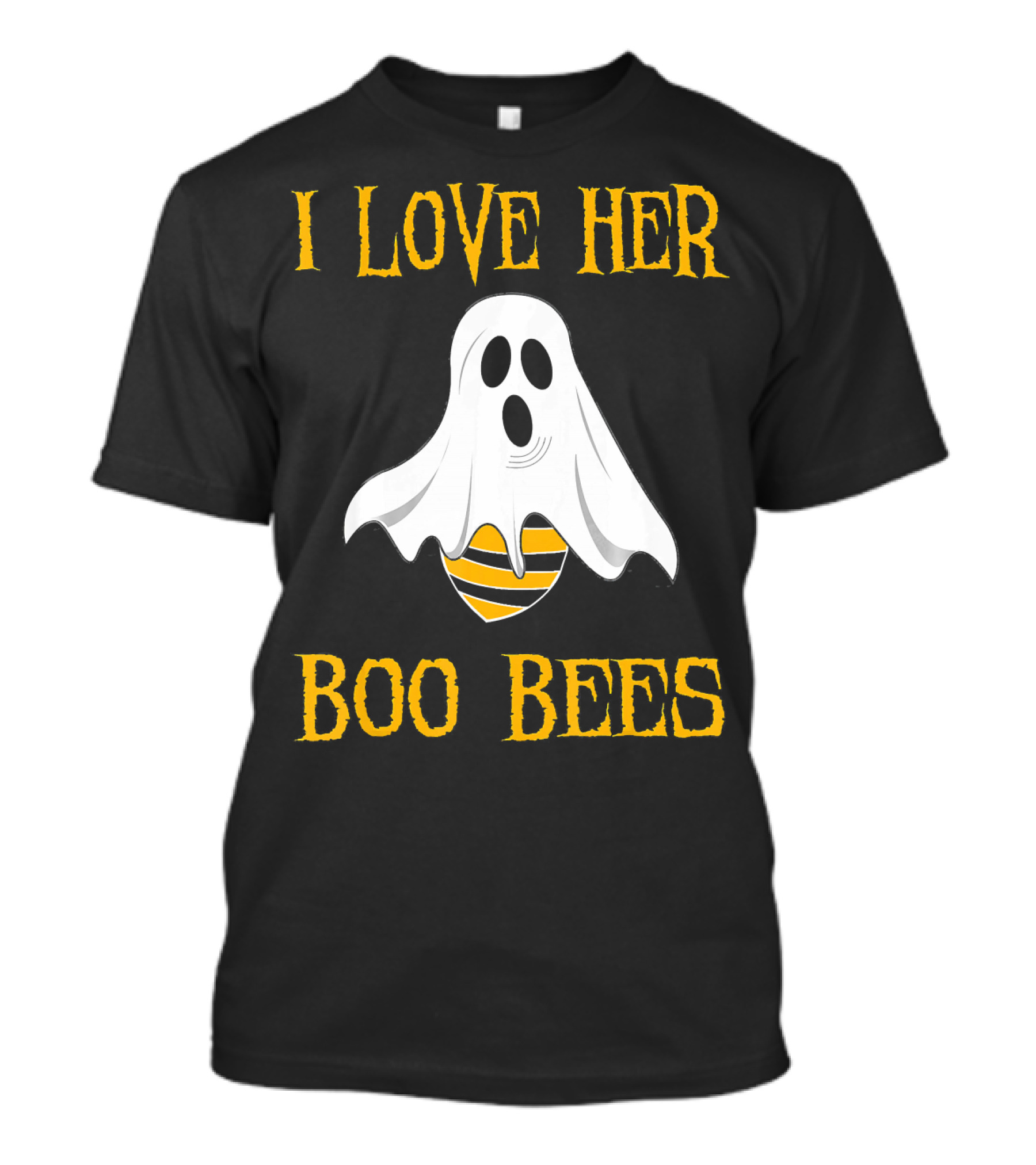 I Love Her Boo Bees Funny Couple Matching Halloween Ghost And Bee T-Shirt