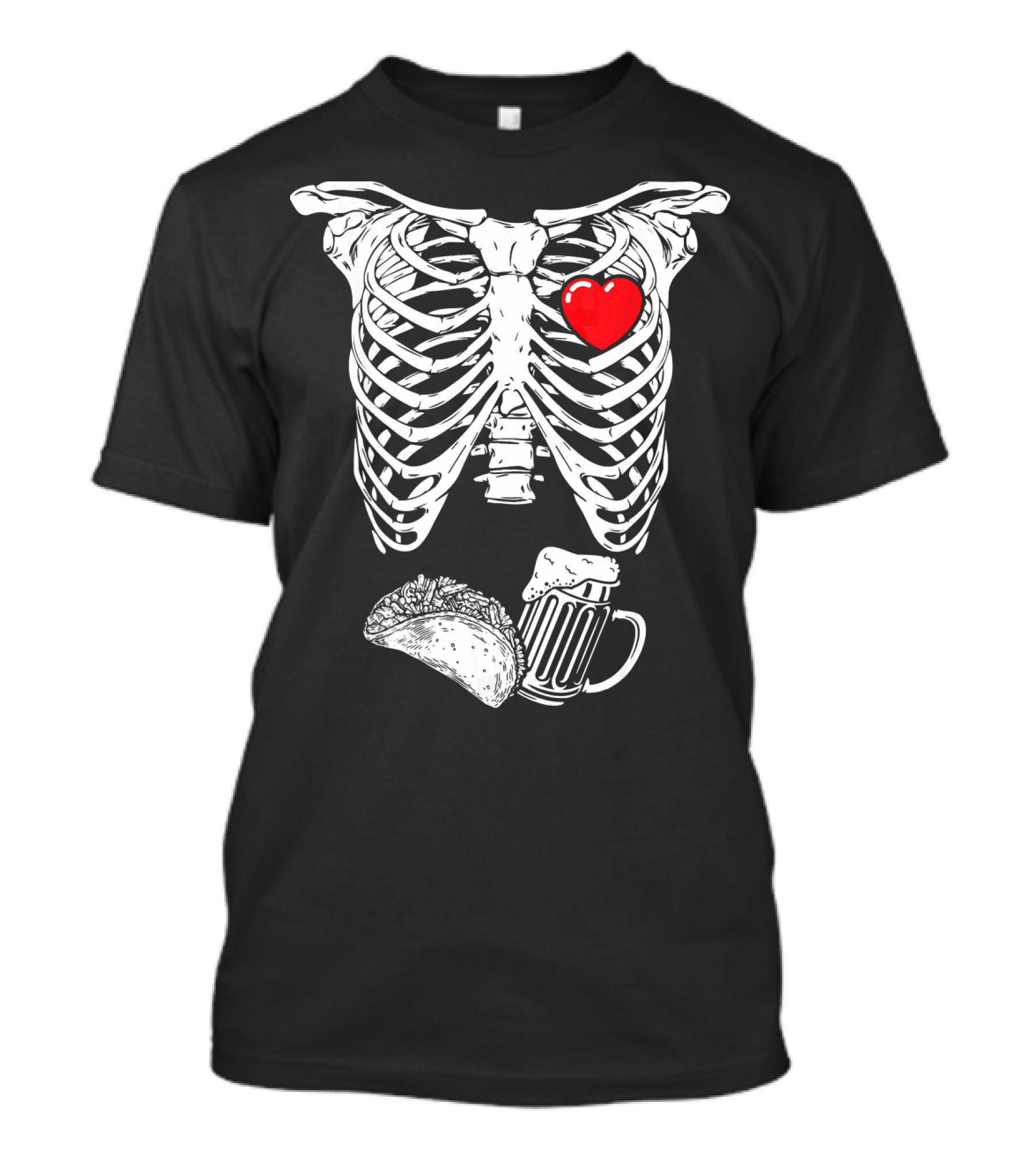 Skeleton Xray Heart Taco Beer Pregnancy T-Shirt