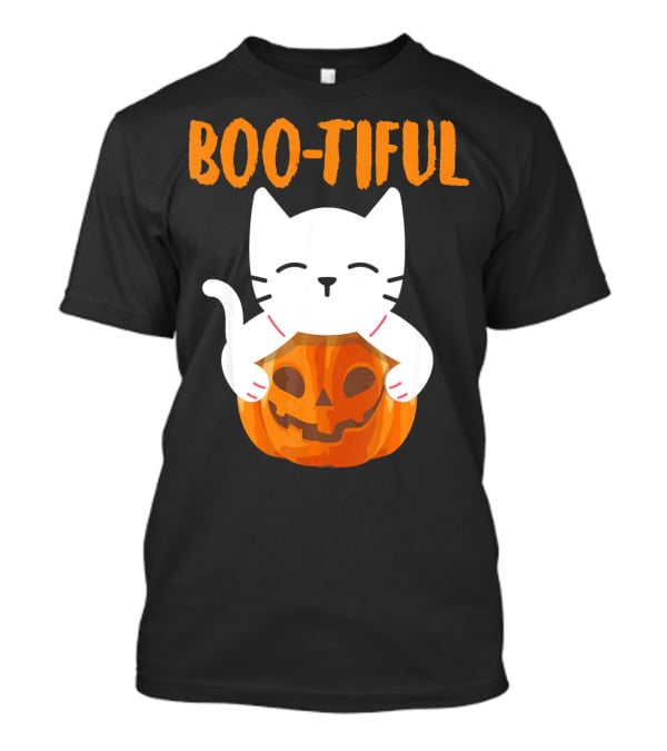 Boo-tiful Cat With Pumpkin Halloween Toddler Girls Boys T-Shirt