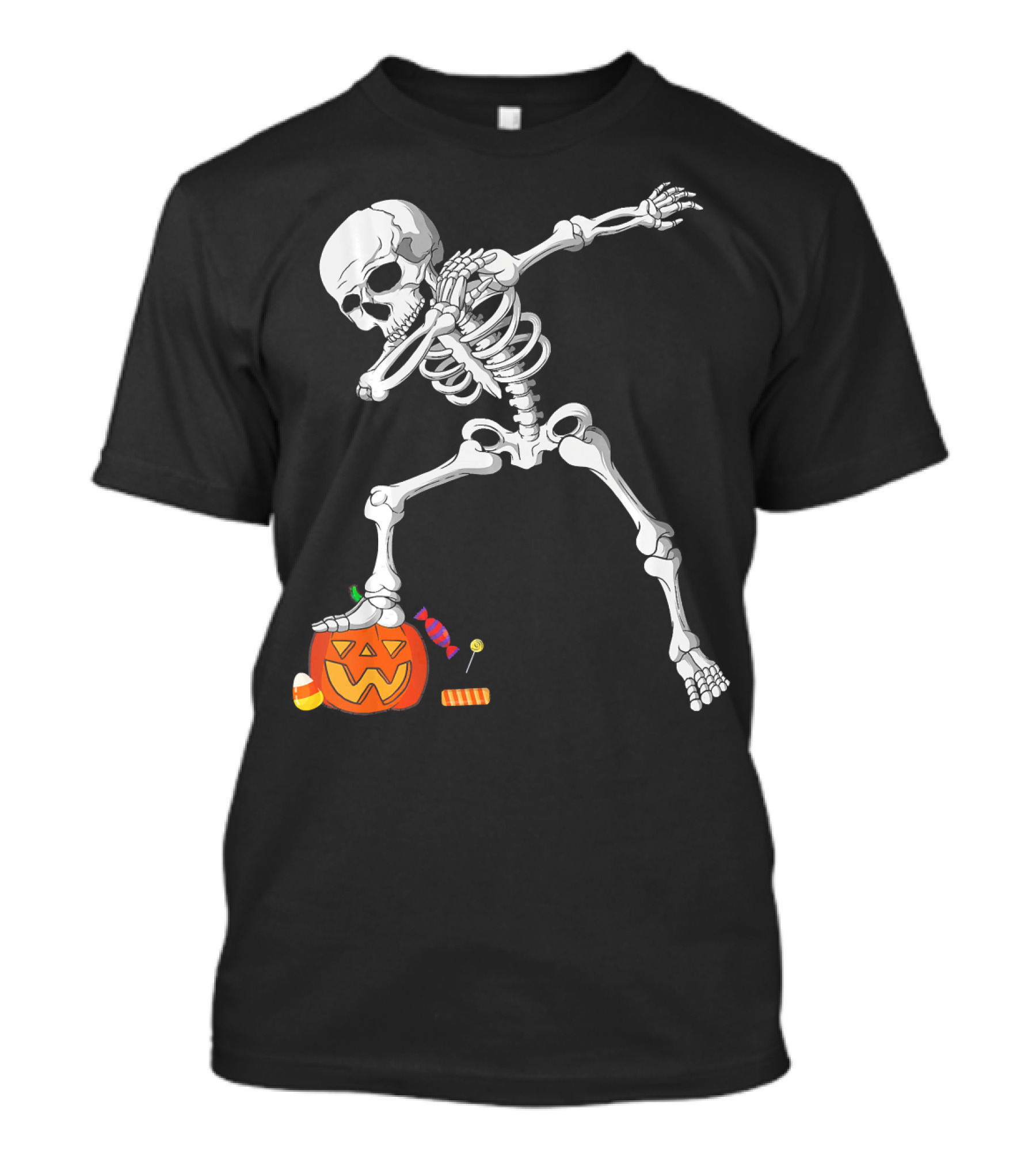 Halloween Skeleton Dabbing On Pumpkin With Candy T-Shirt