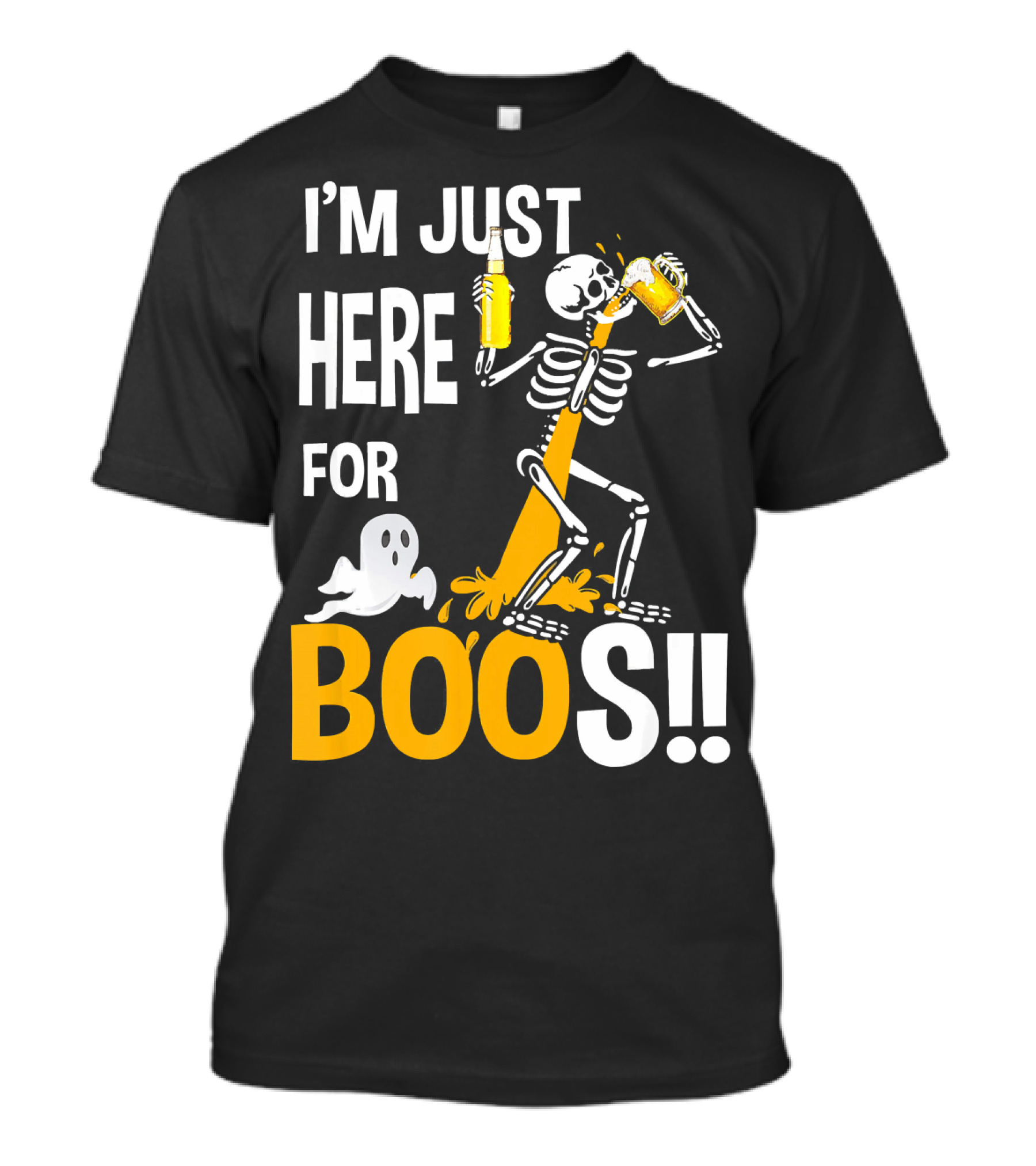 I'm Just Here For The BOOs Skeleton Drinking Ghost T-Shirt