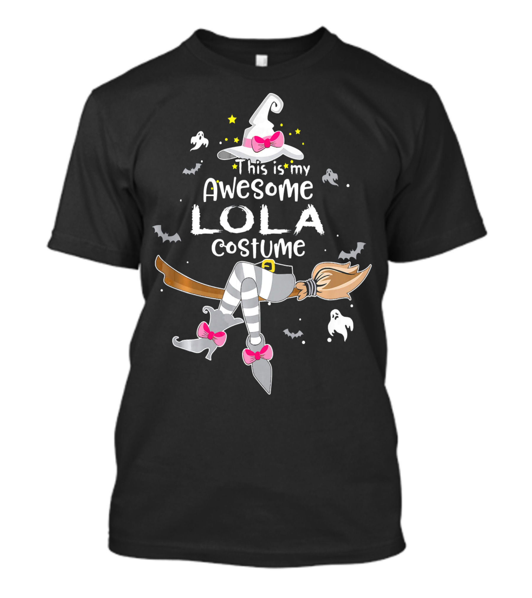 This Is My Awesome Lola Costume Witch Hat And Boots Halloween Ghosts Bats T-Shirt