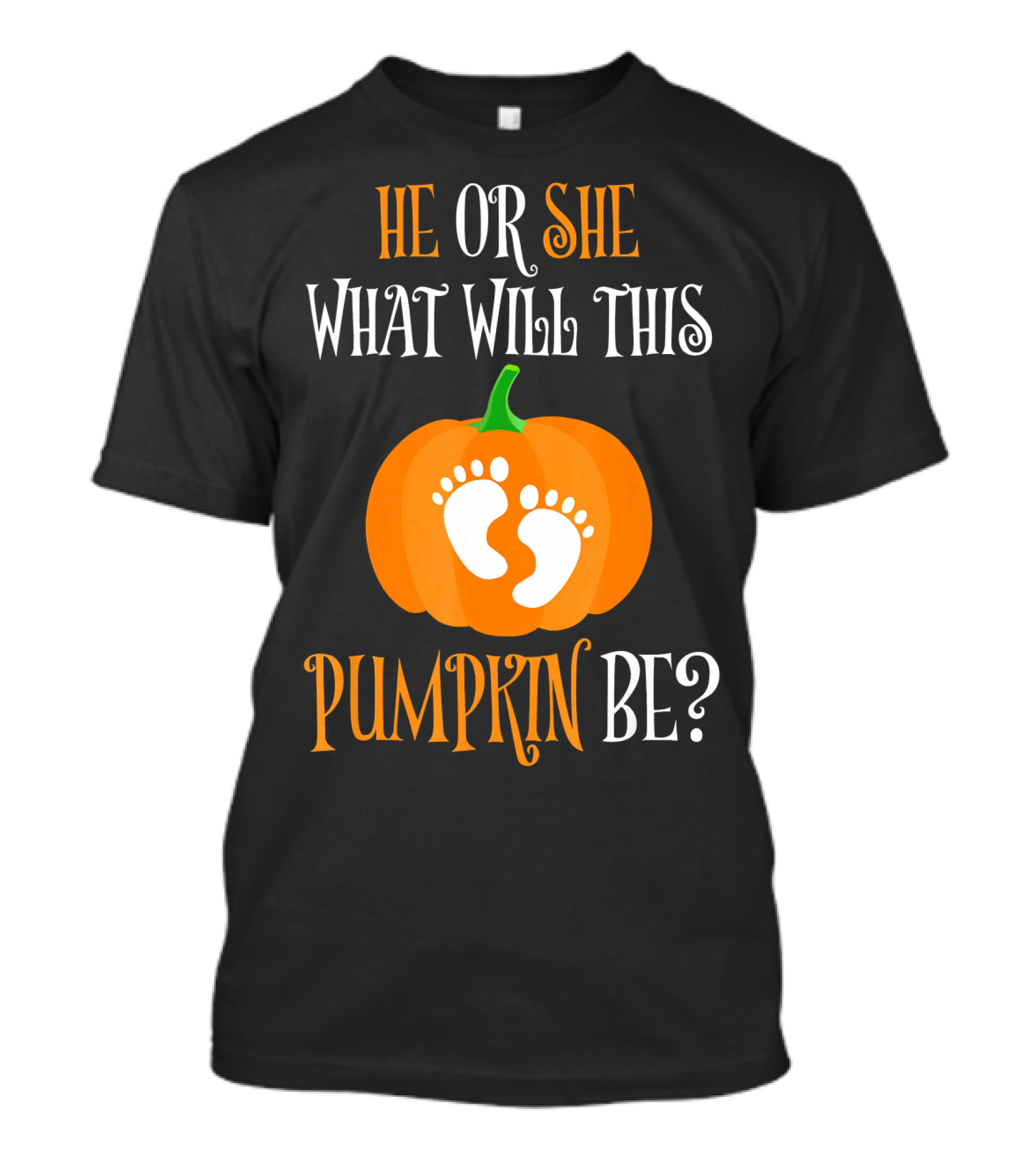 He Or She What Will This Pumpkin Be Gender Reveal Pregnancy T-Shirt