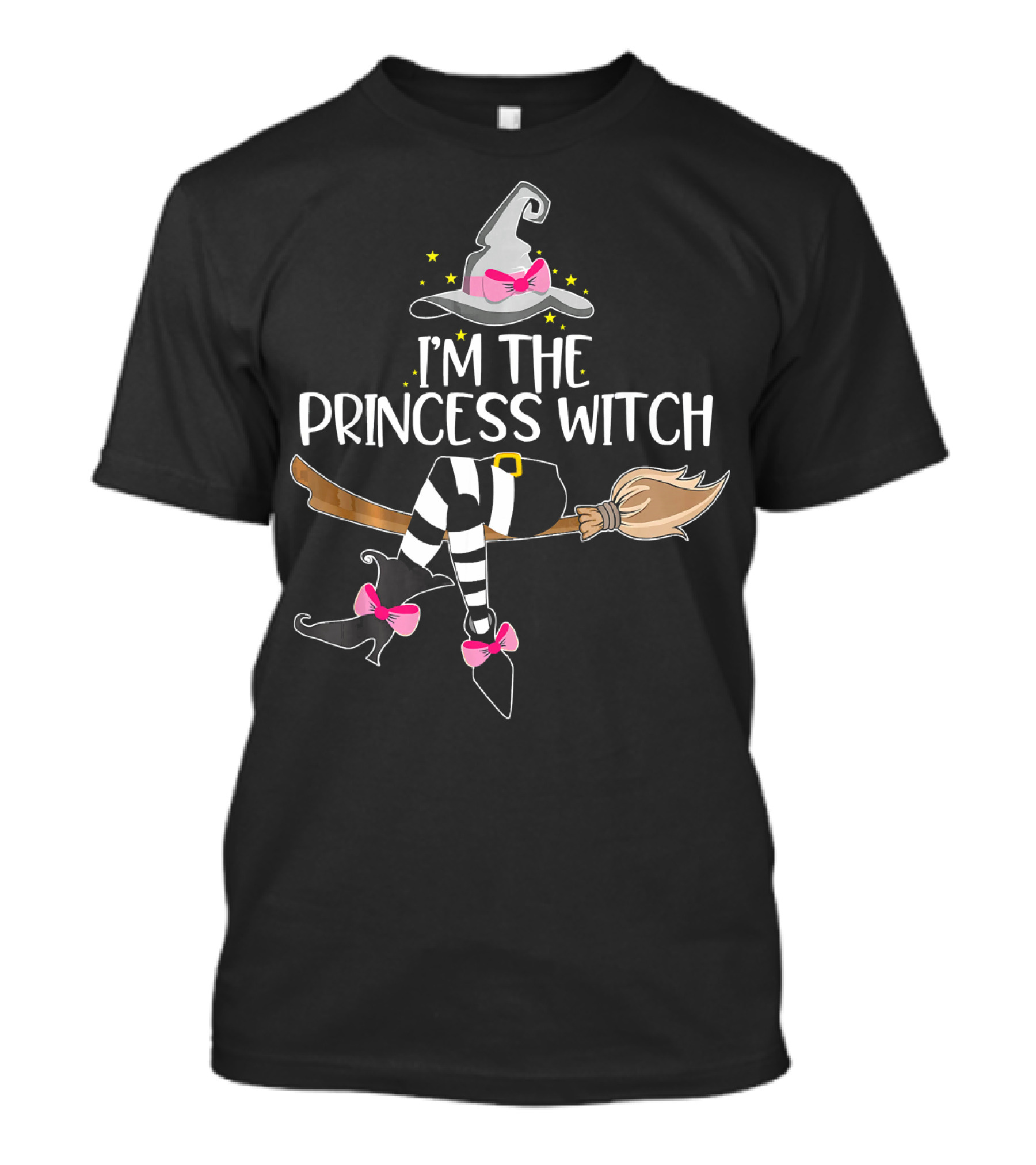 I'm The Princess Witch Hat Broom Magic Pink Bows T-Shirt