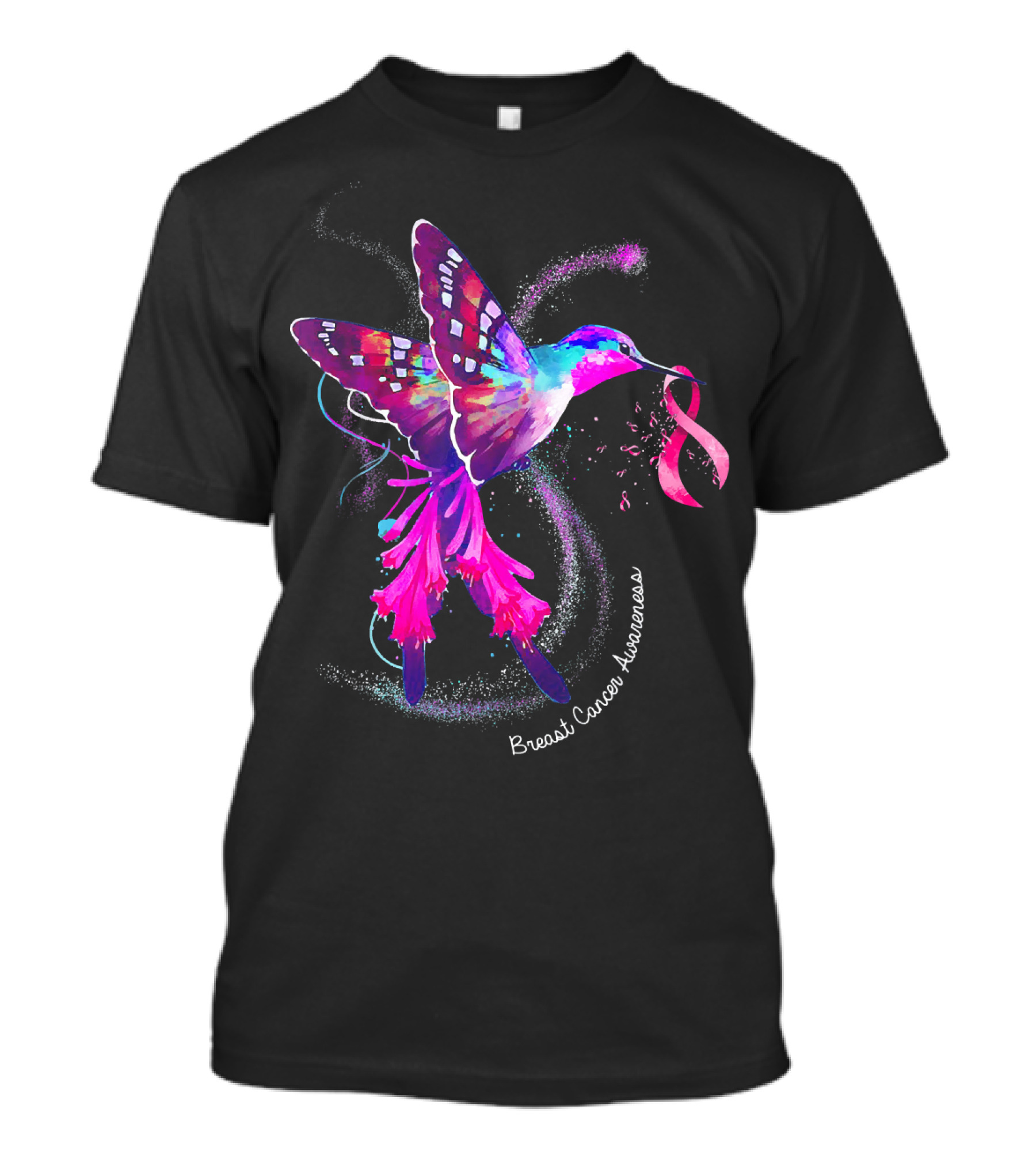 Hummingbird Breast Cancer Awareness Pink T-Shirt