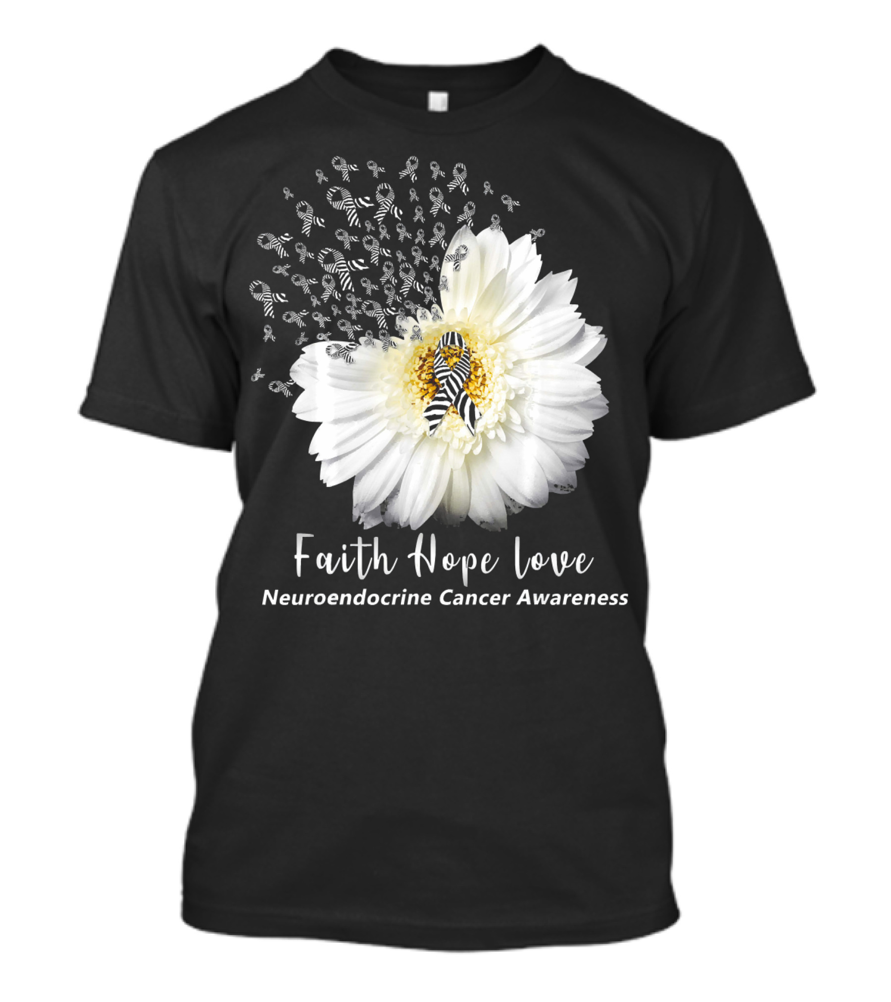 Faith Hope Love Neuroendocrine Cancer Awareness Daisy T-Shirt