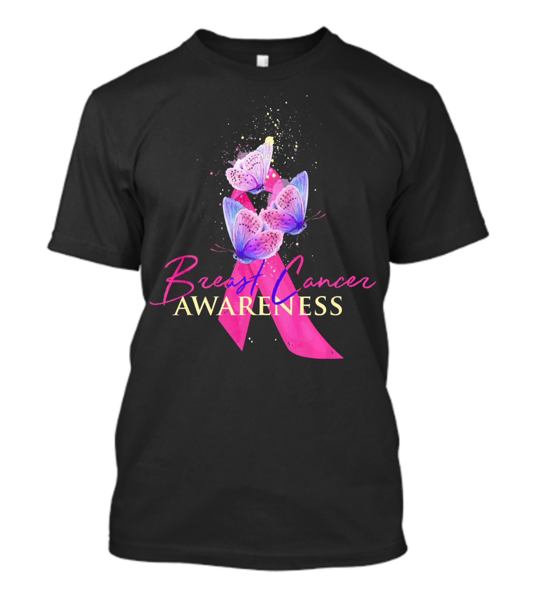 Breast Cancer Awareness Pink Ribbon Butterfly T-Shirt