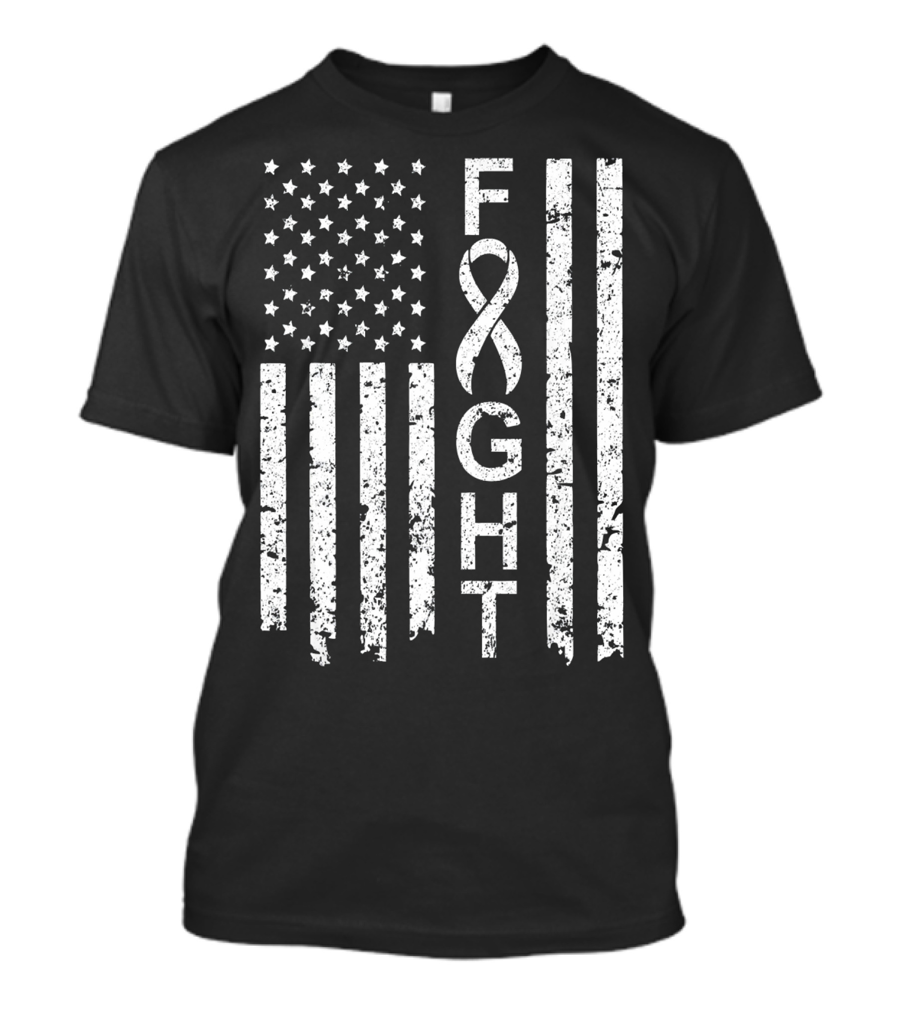 Lung Cancer Awareness American Flag Fight T-Shirt