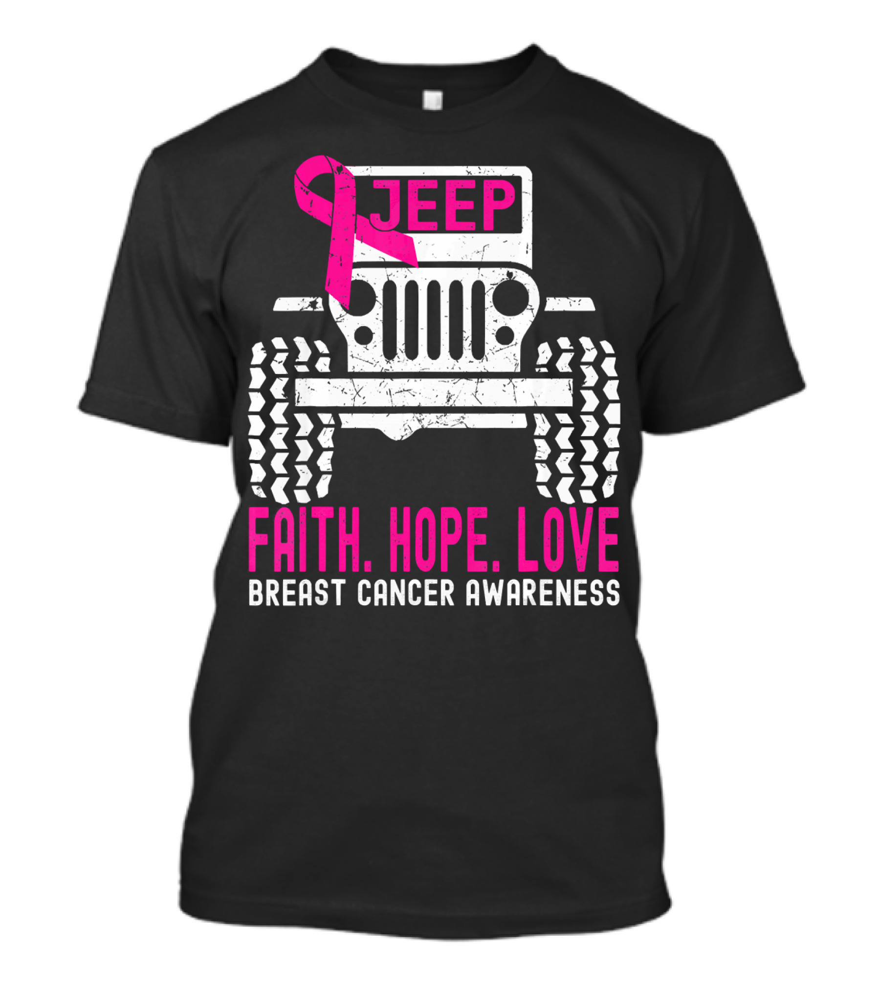 Jeep Faith Hope Love Breast Cancer Awareness T-Shirt