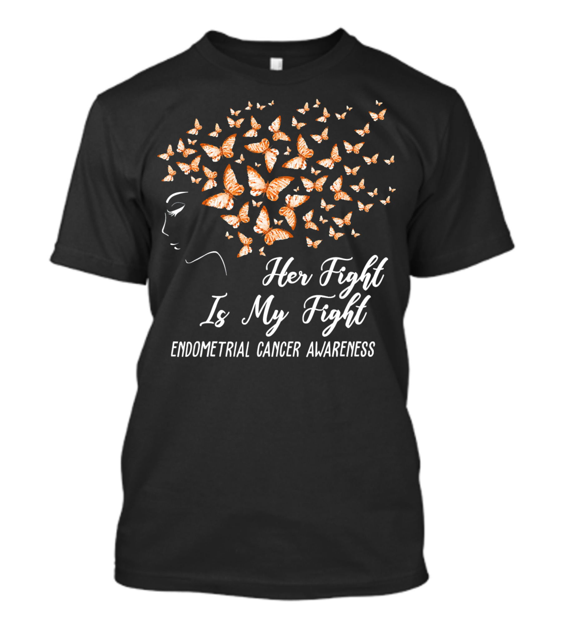 Her Fight Is My Fight Endometrial Cancer Awareness Butterfly T-Shirt