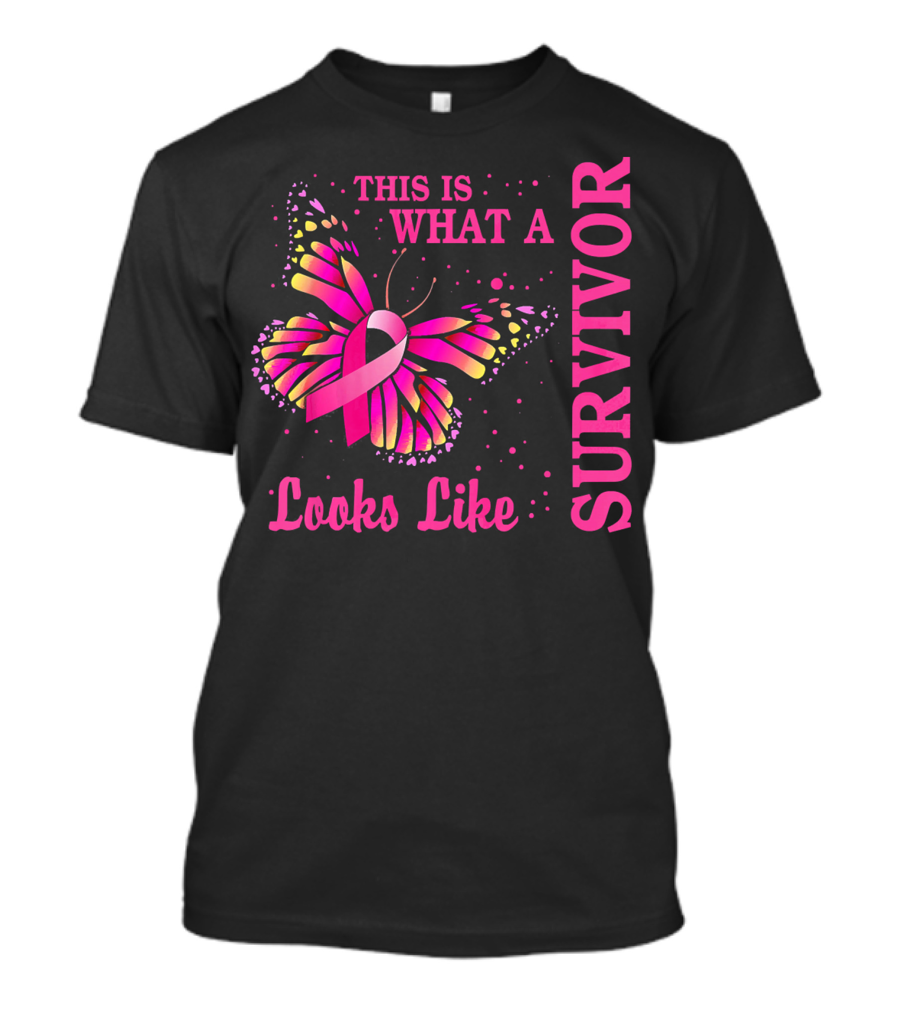 This Is What A Survivor Looks Like Brea Butterfly Pink T-Shirt