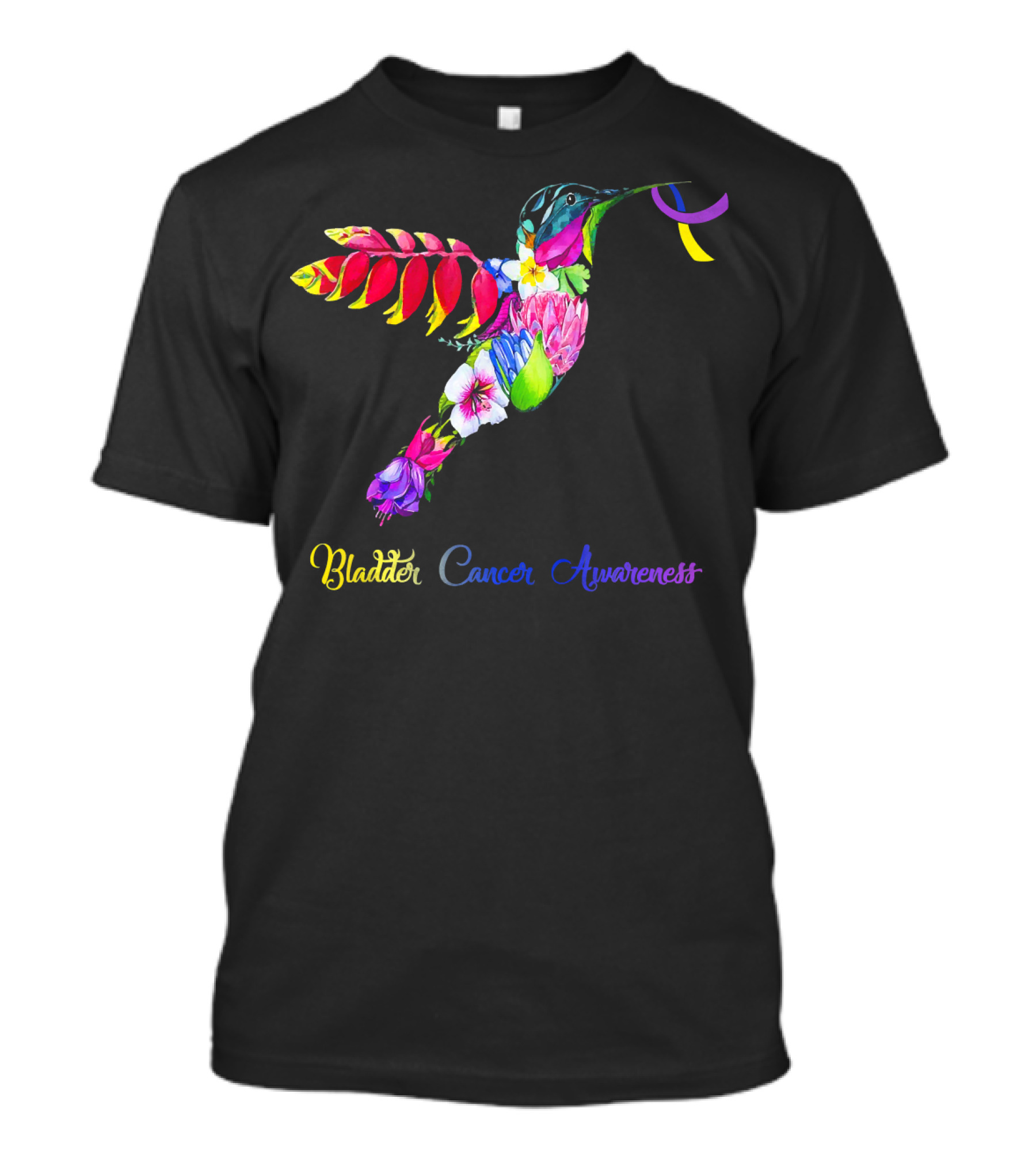 Floral Hummingbird Bladder Cancer Awareness T-Shirt