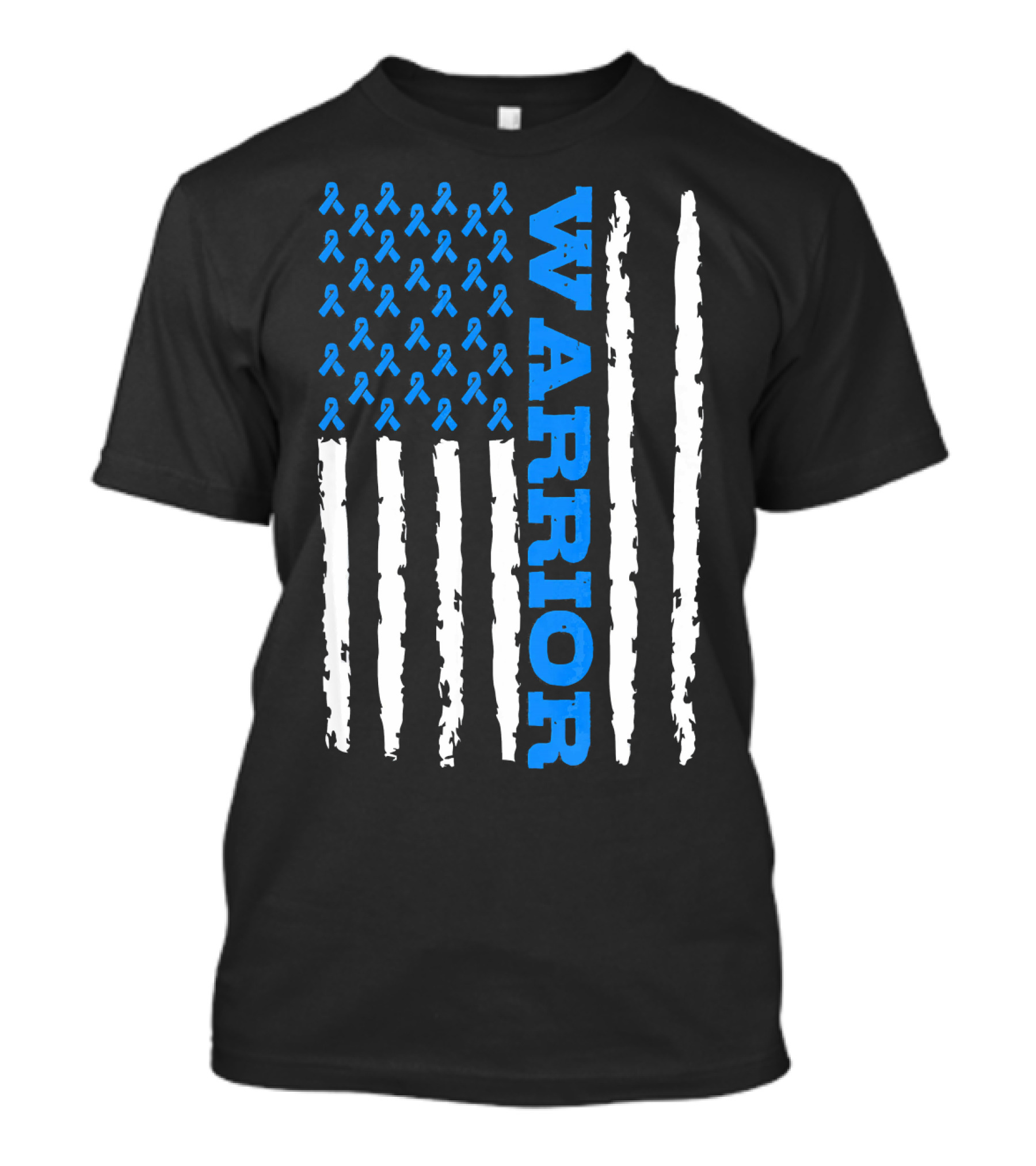 Prostate Cancer Warrior Blue Ribbon American Flag T-Shirt