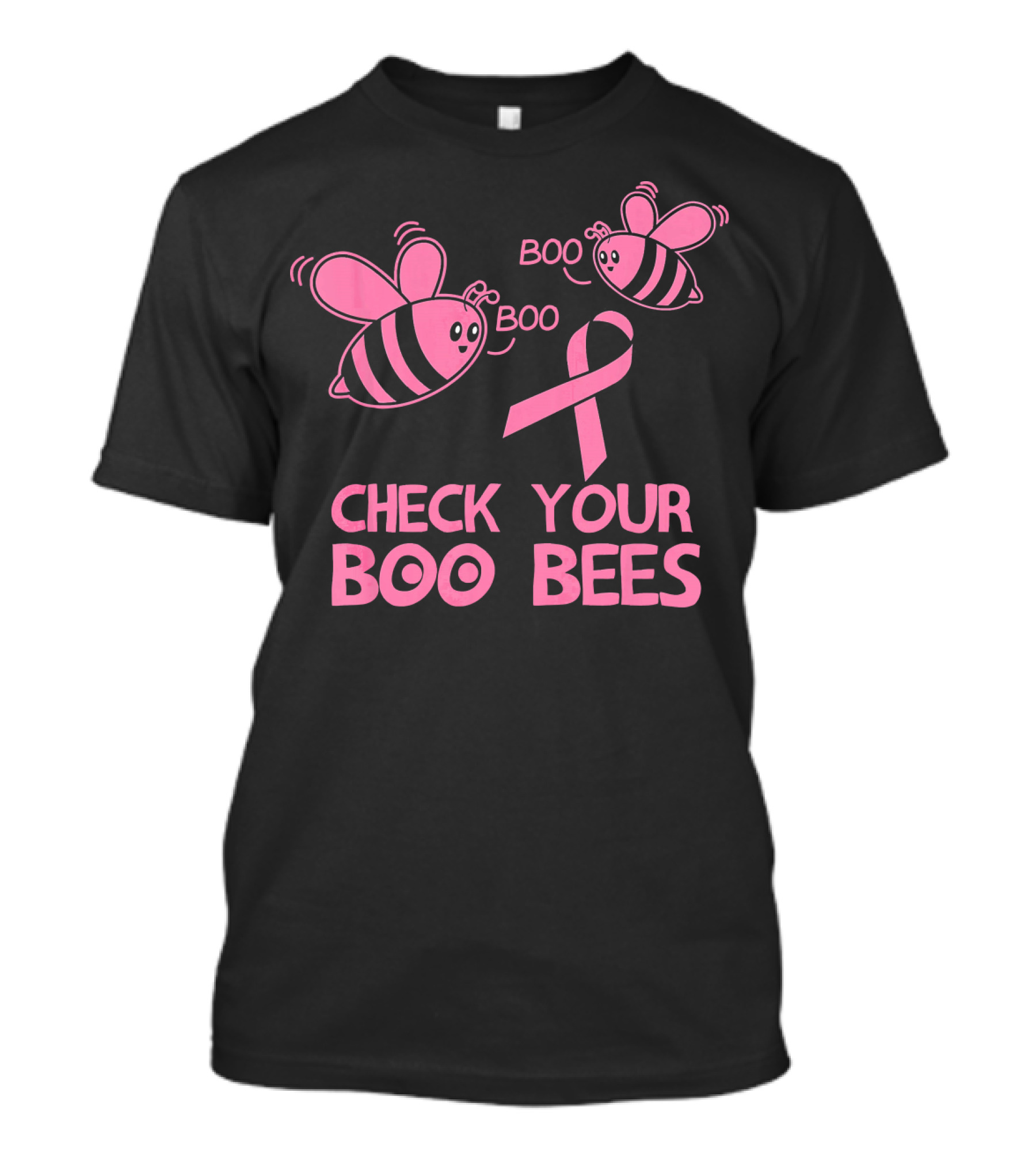 Check Your Boo Bees Pink Ribbon Cute Breast Cancer Awareness T-Shirt