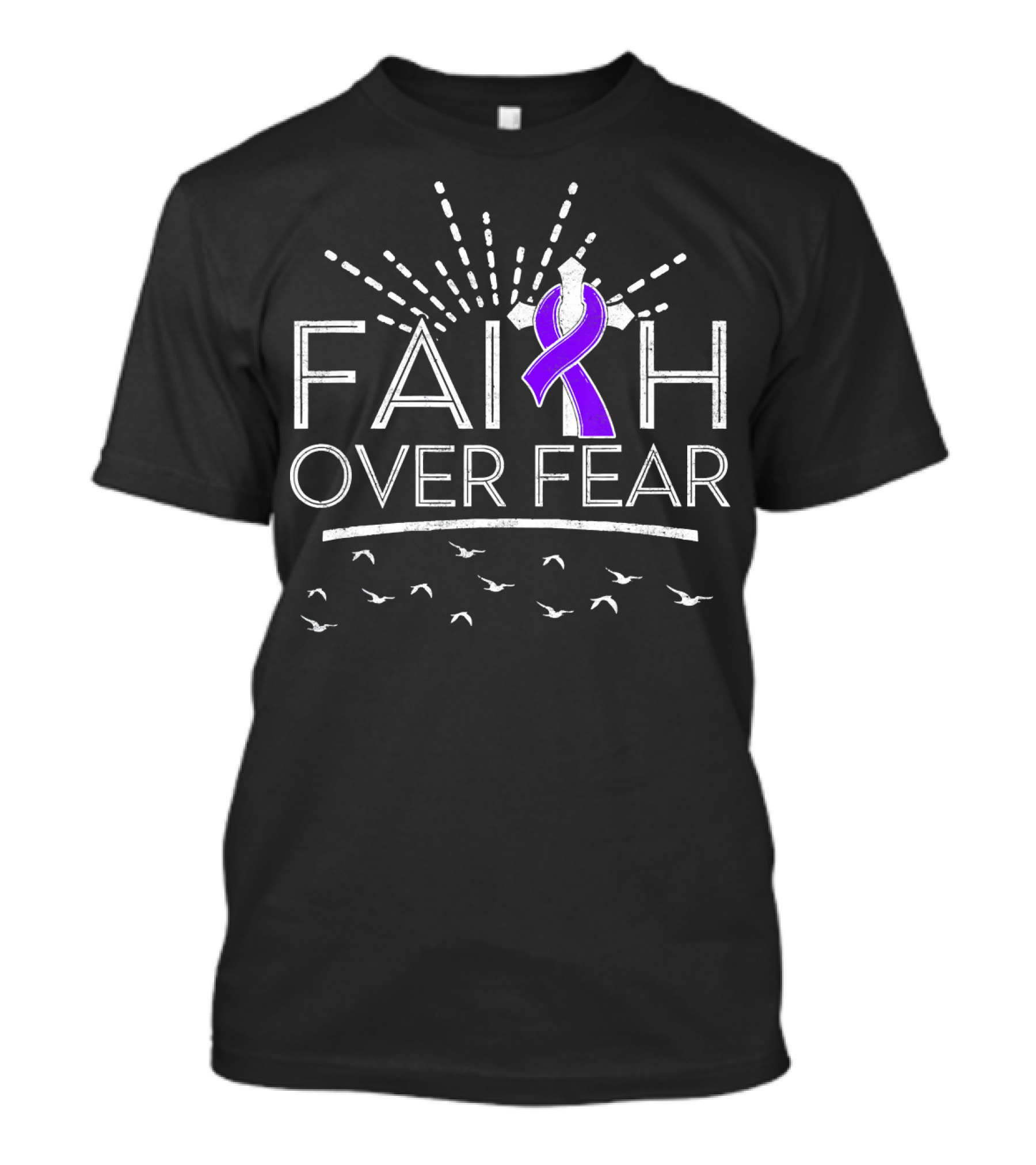 Faith Over Fear Purple Ribbon Hodgkins Lymphoma Awareness T-Shirt