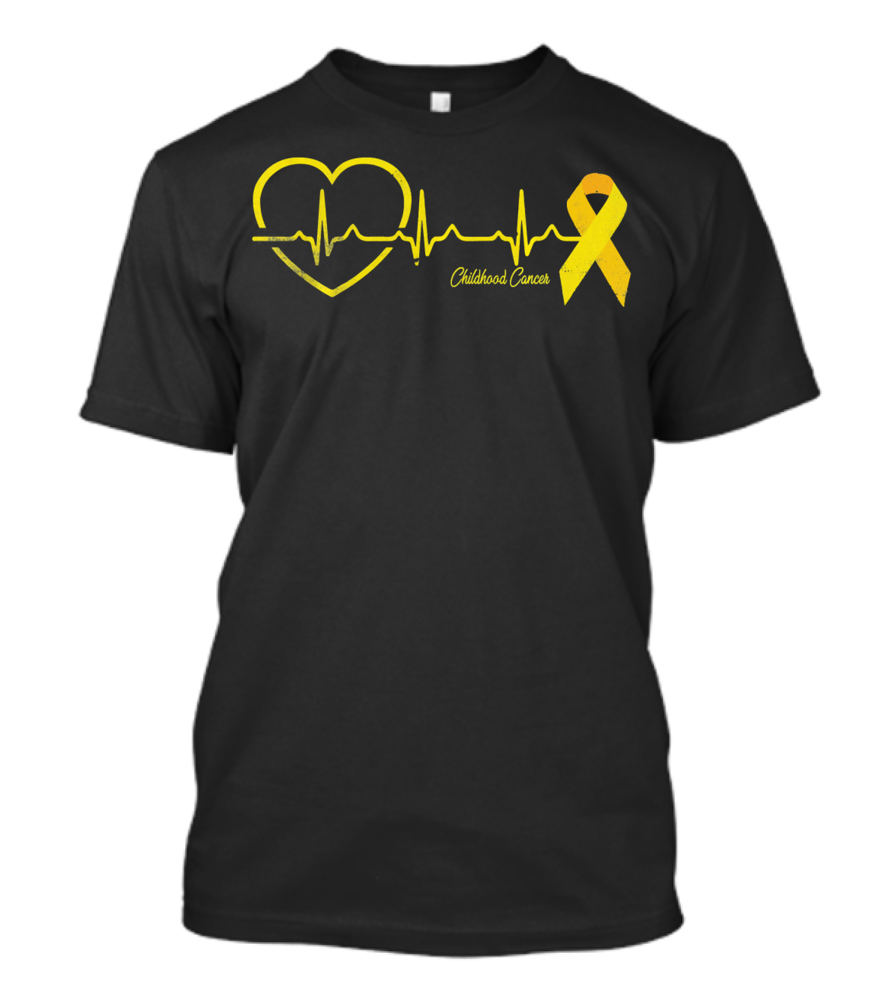 Childhood Cancer Awareness Heartbeat Yellow T-Shirt