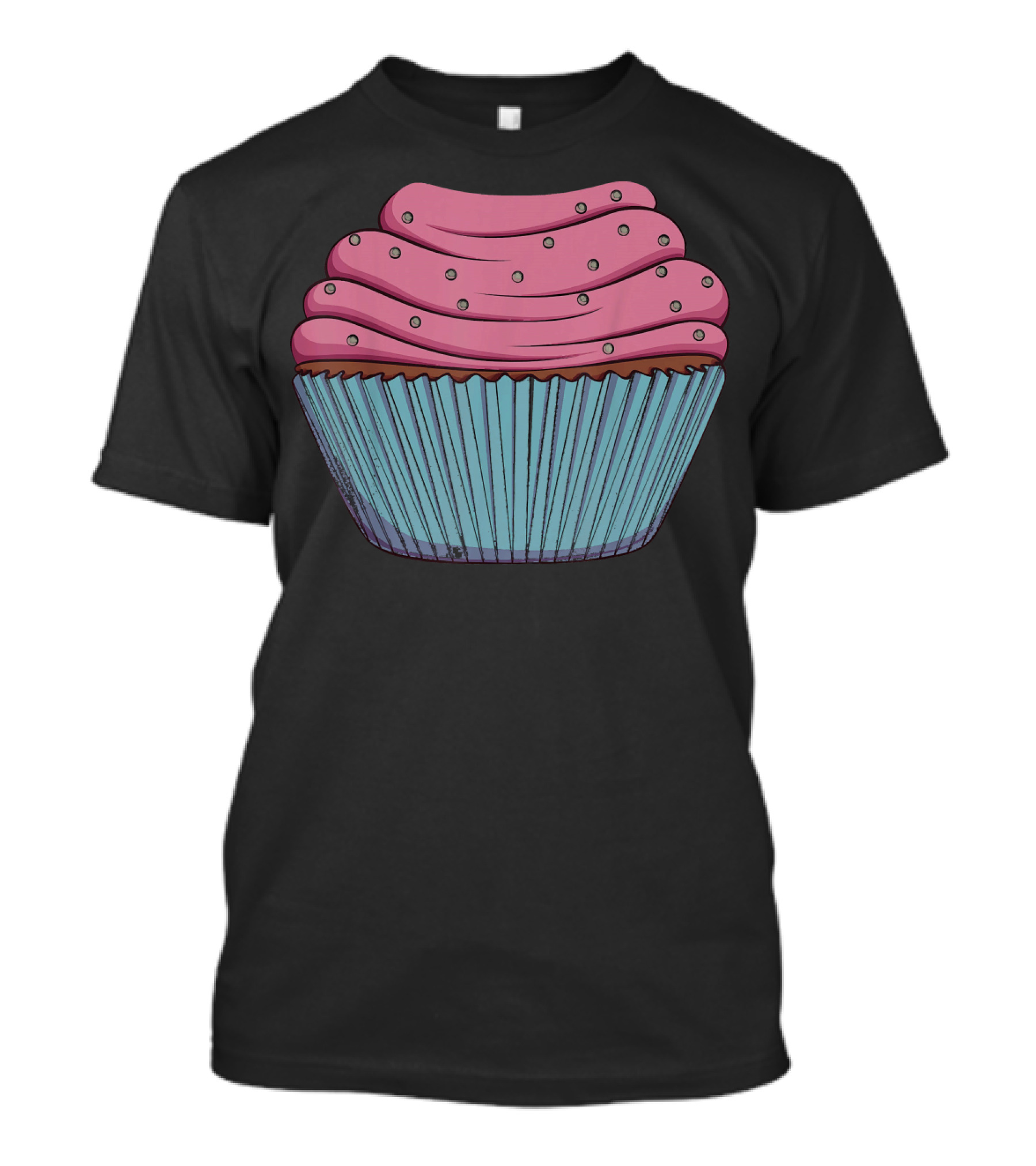 Cupcake Pink Swirled Icing Blue Wrapper T-Shirt