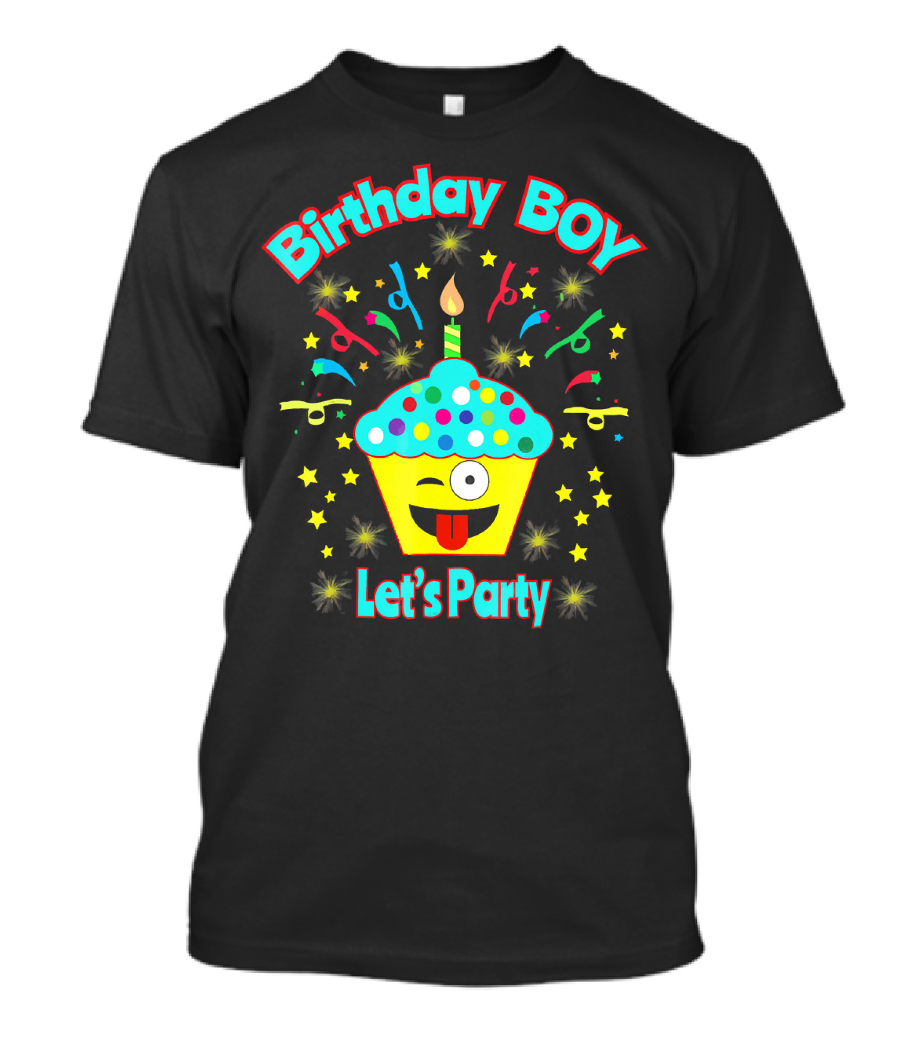 Birthday Boy Let's Party Emoji Cupcake T-Shirt
