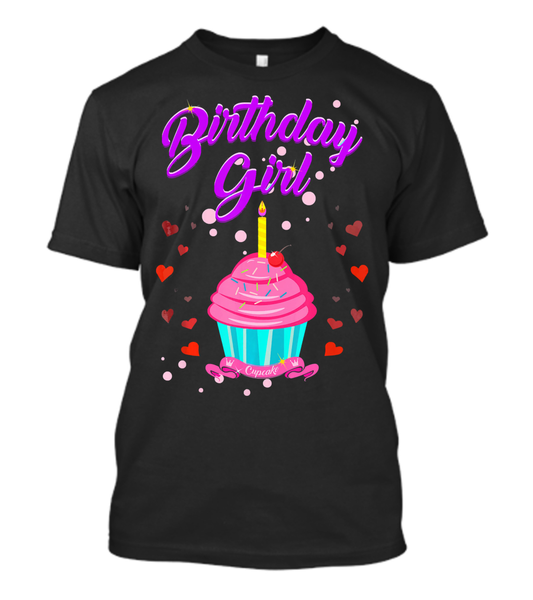 Birthday Girl Cupcake With Heart And Candle T-Shirt