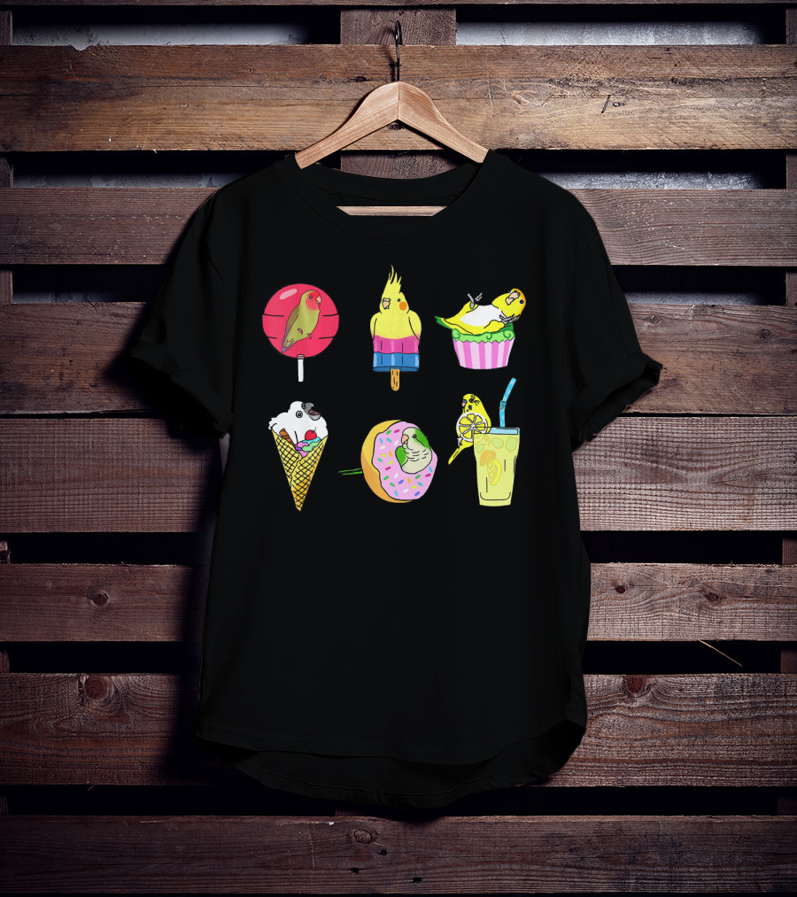 Sweet Ice Cream Lollipop Lemonade Donut Cup Parrot Treats T-Shirt