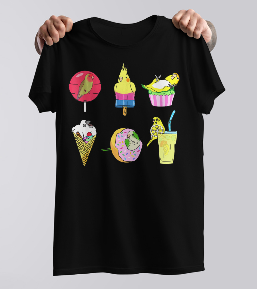 Sweet Ice Cream Lollipop Lemonade Donut Cup Parrot Treats T-Shirt