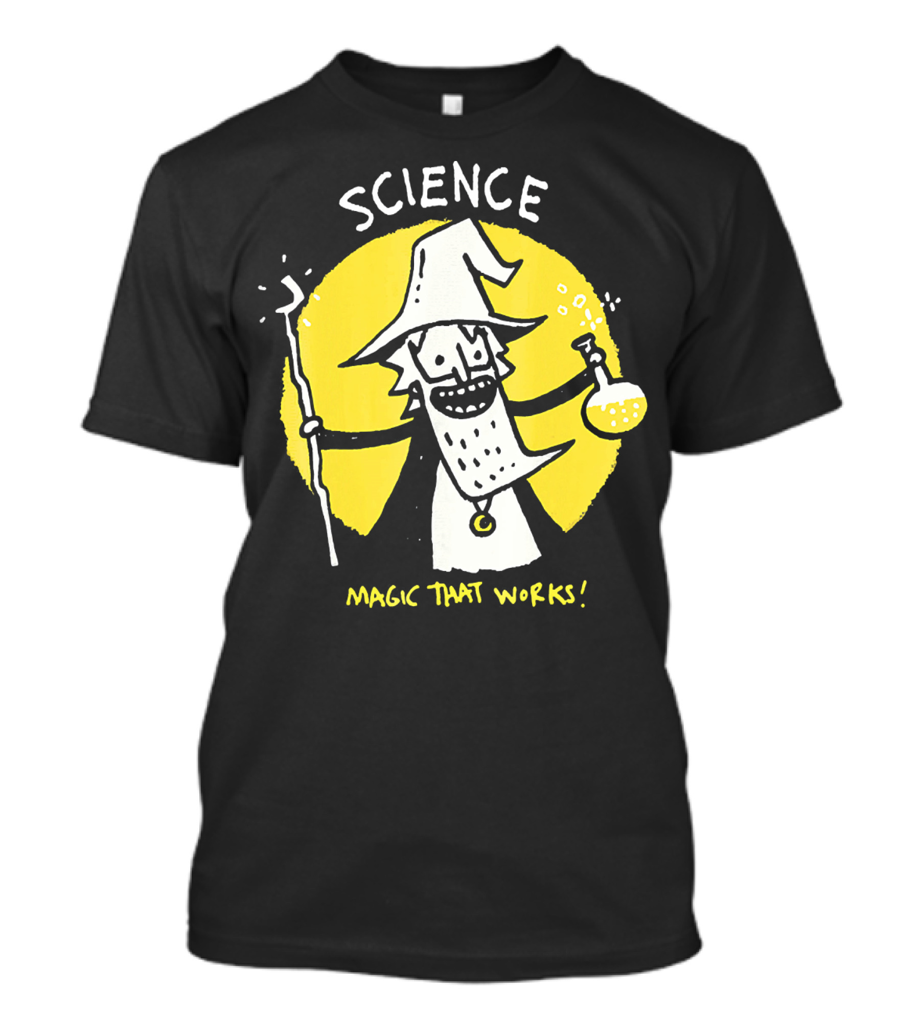 Science Magic That Works Wizard With Beaker And Staff T-Shirt