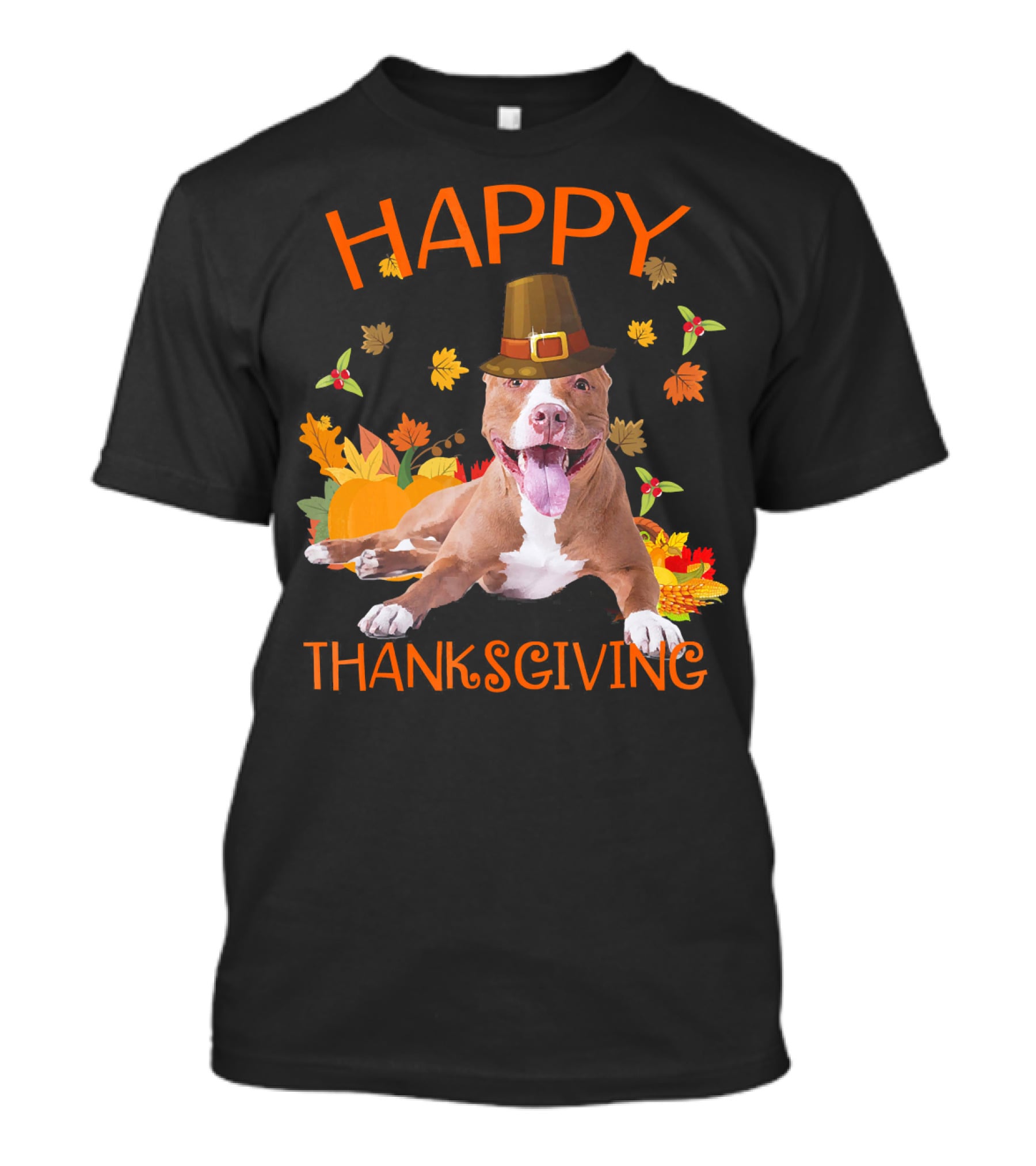 Happy Thanksgiving Pit Bull Turkey Funny Dogs T-Shirt