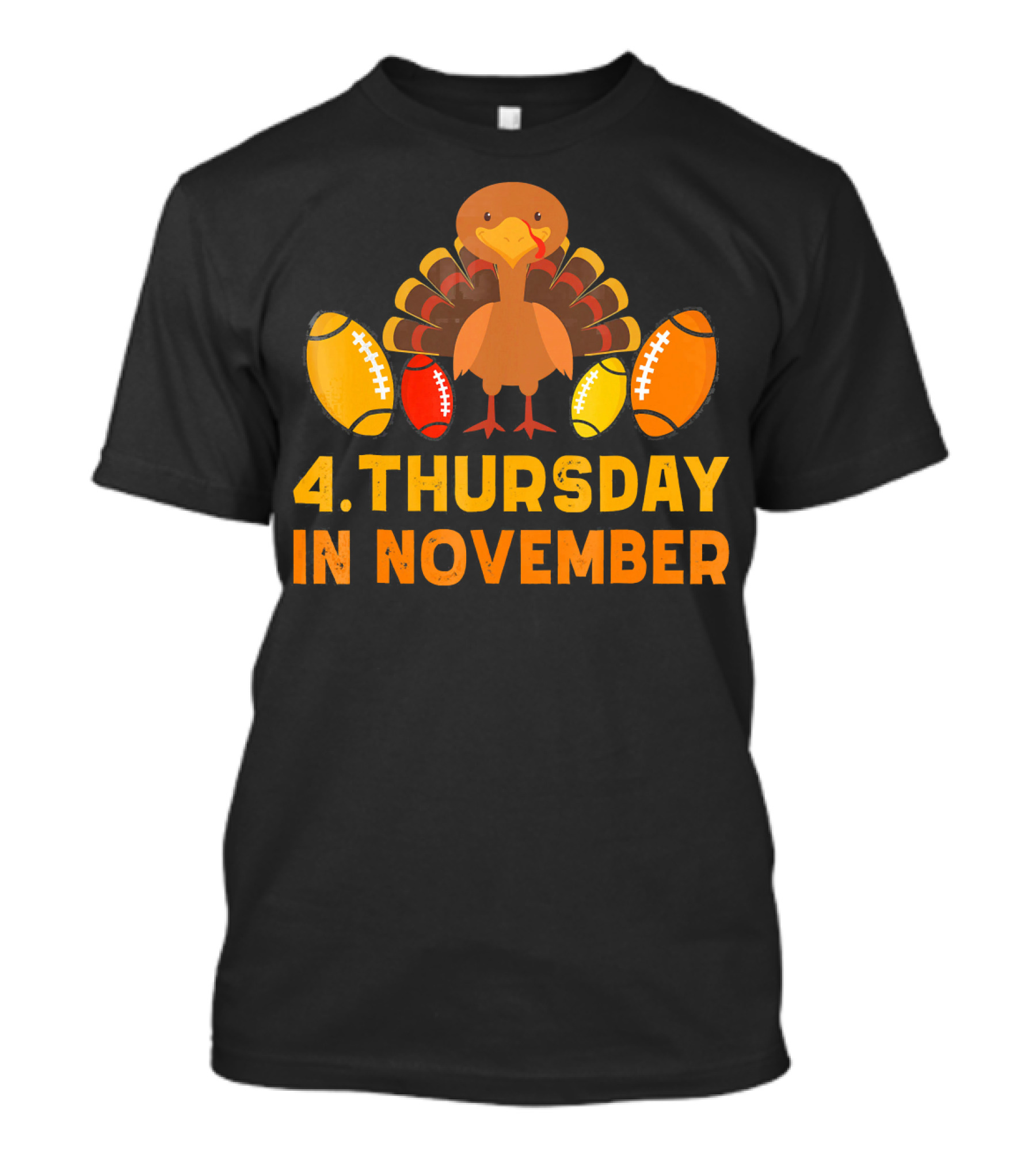 4 Thursday In November Funny Turkey Football T-Shirt