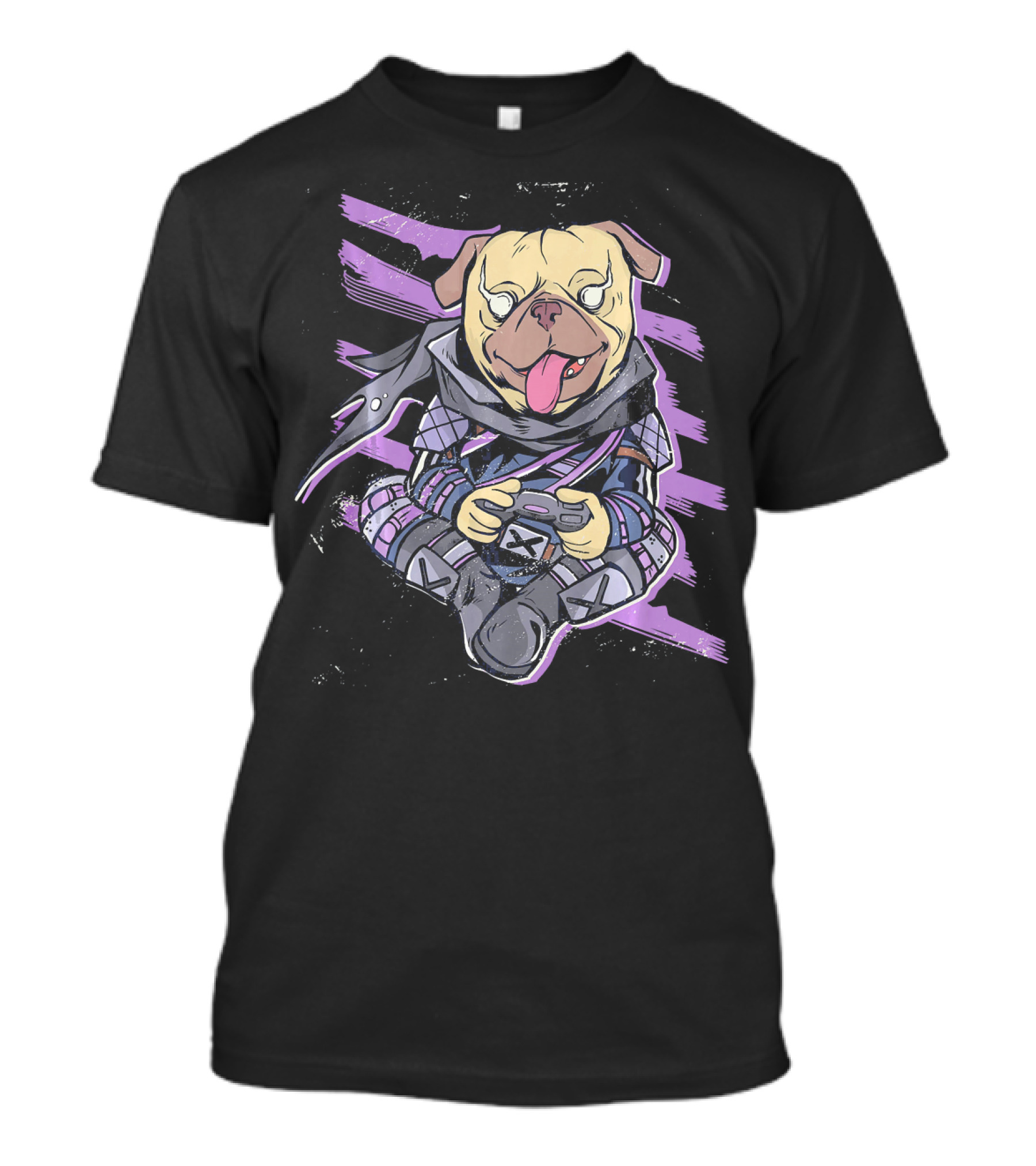 Ninja Pug Playing Video Game Controller Epic Battle T-Shirt