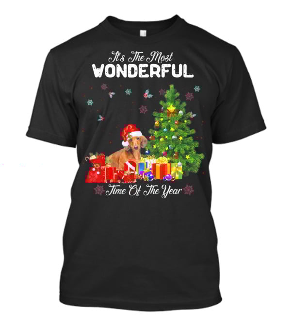 It's The Most Wonderful Time Of Year Dachshund Christmas Tree Presents T-Shirt