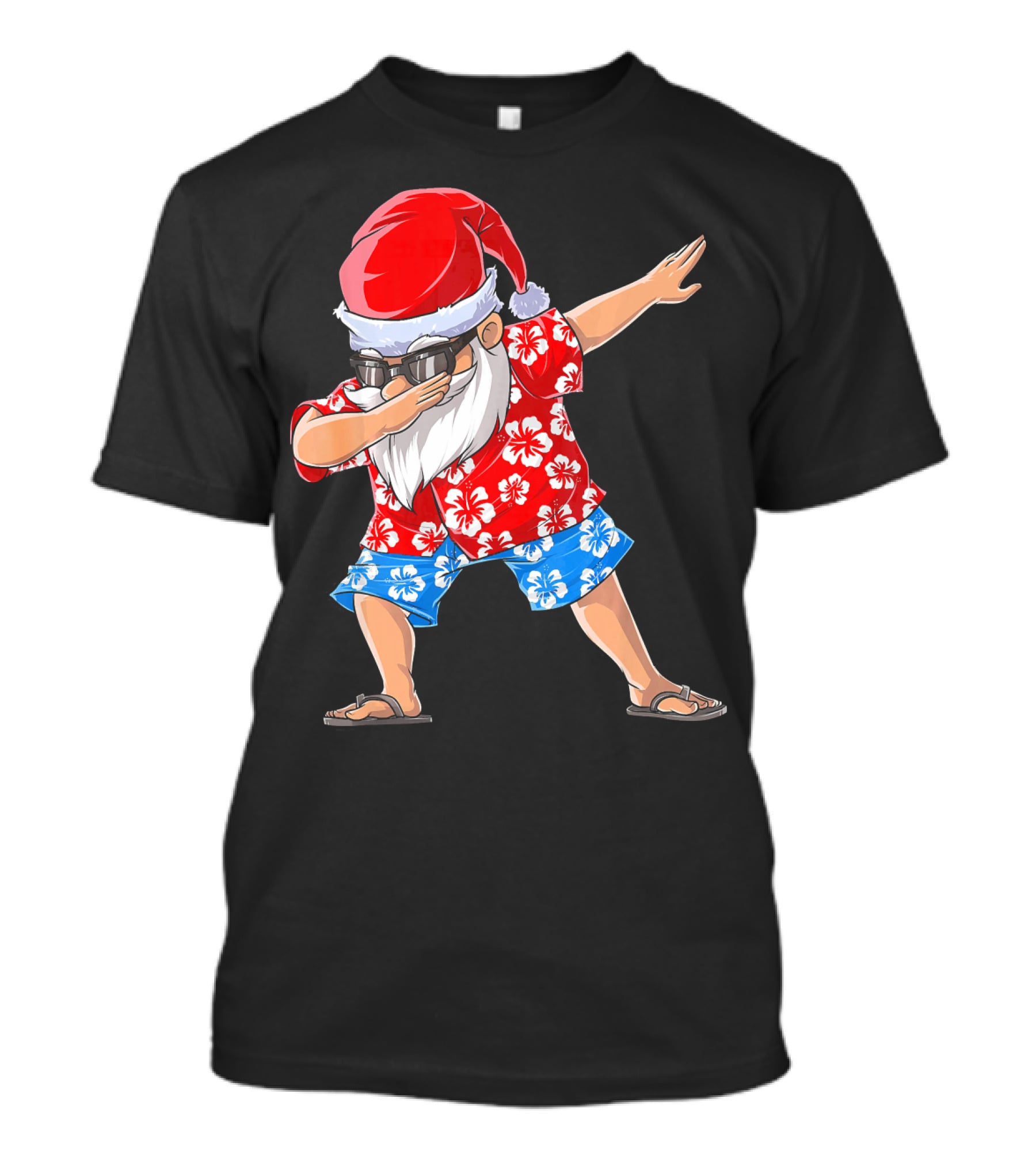 Dabbing Santa In Hawaiian Shirt Christmas In July T-Shirt