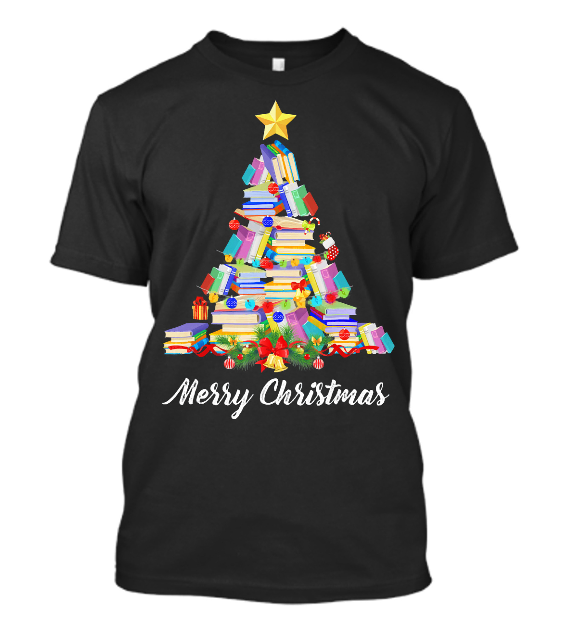 Merry Christmas Books Tree T-Shirt