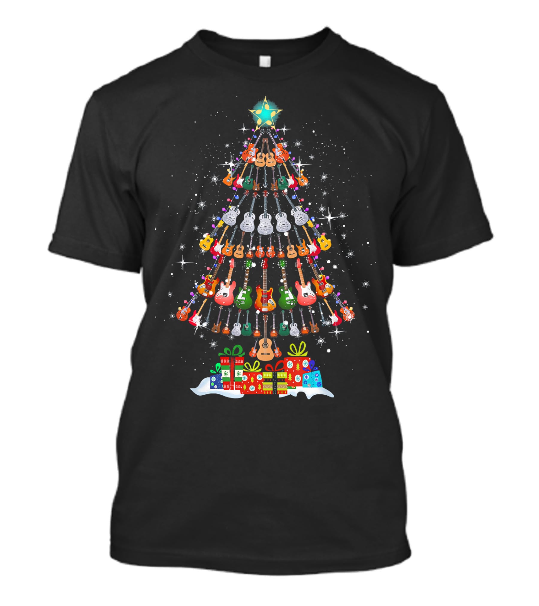 Guitar Christmas Tree Funny Merry Star Gifts T-Shirt