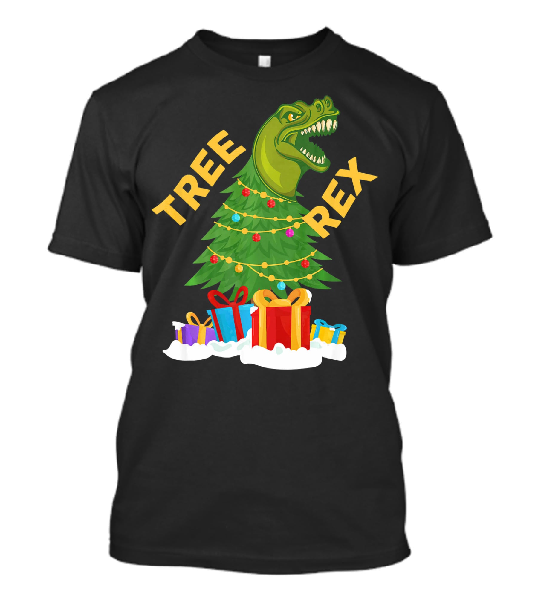 Tree Rex Christmas Dinosaur With Presents And Decorations T-Shirt