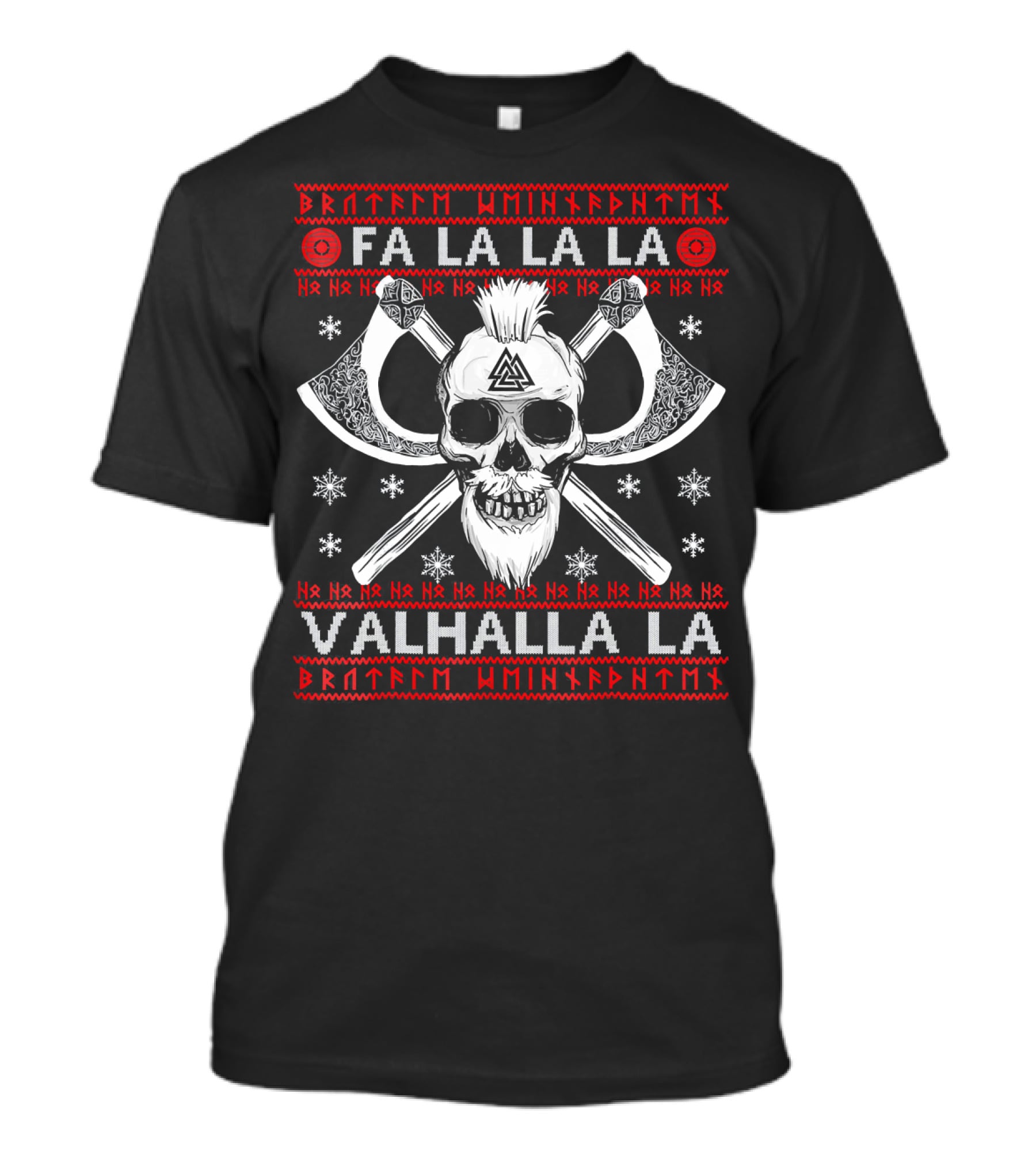 Fa La La La Valhalla La Skull And Axes Viking Christmas T-Shirt