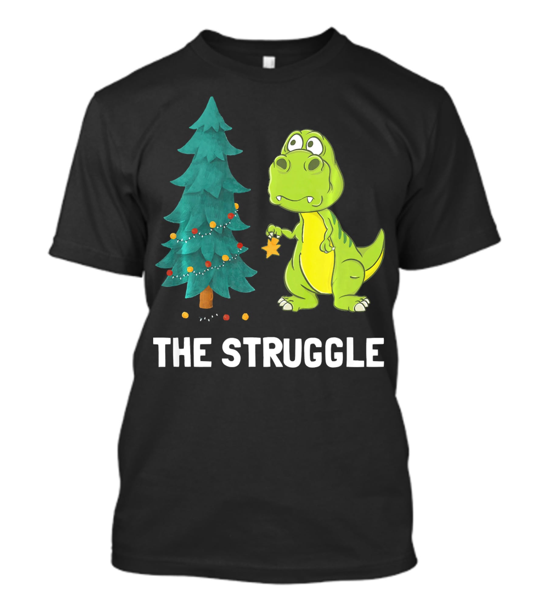 The Struggle T Rex Christmas Tree Ornament Dilemma T-Shirt