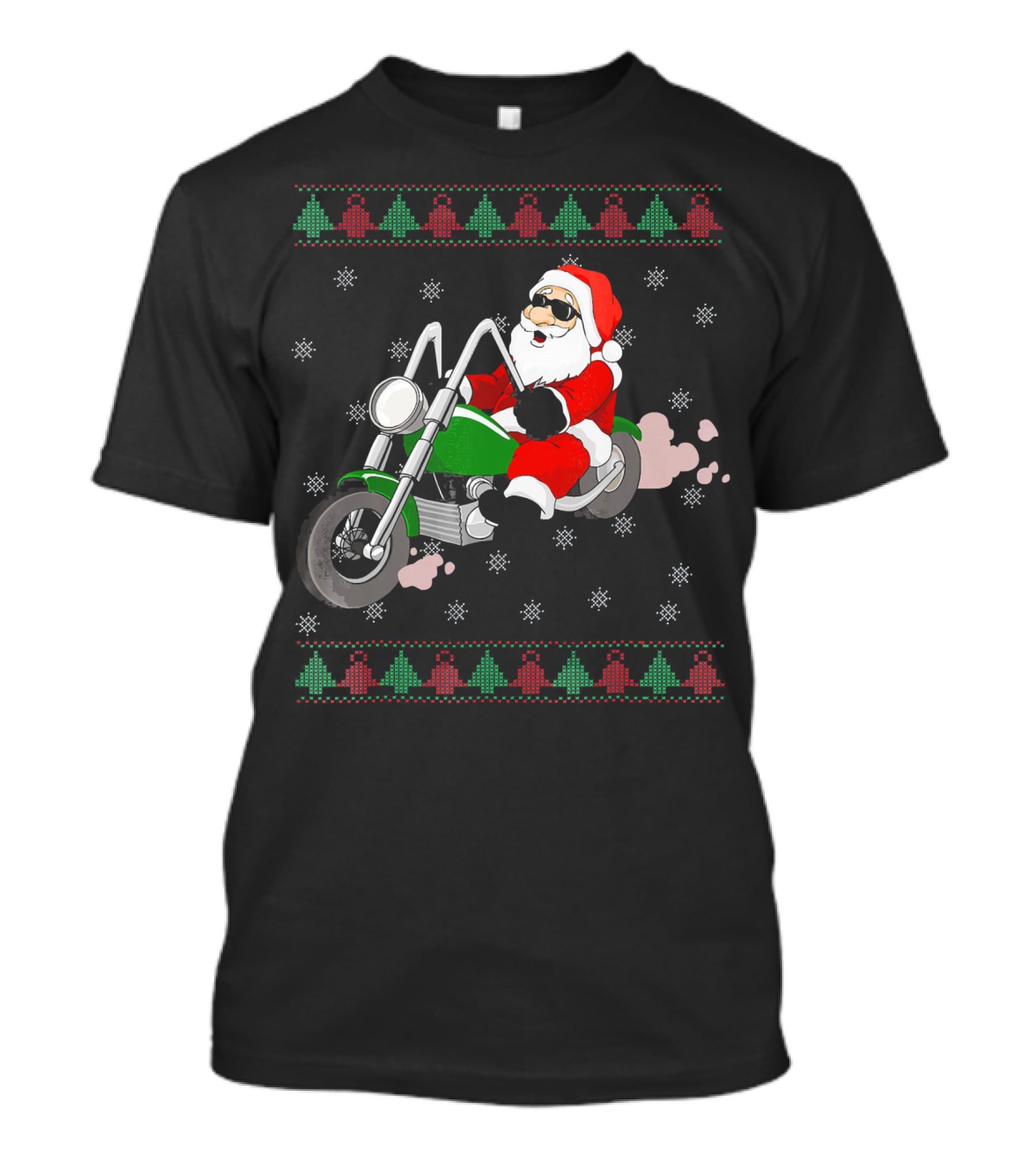 Funny Santa Claus Riding Motorcycle Christmas T-Shirt