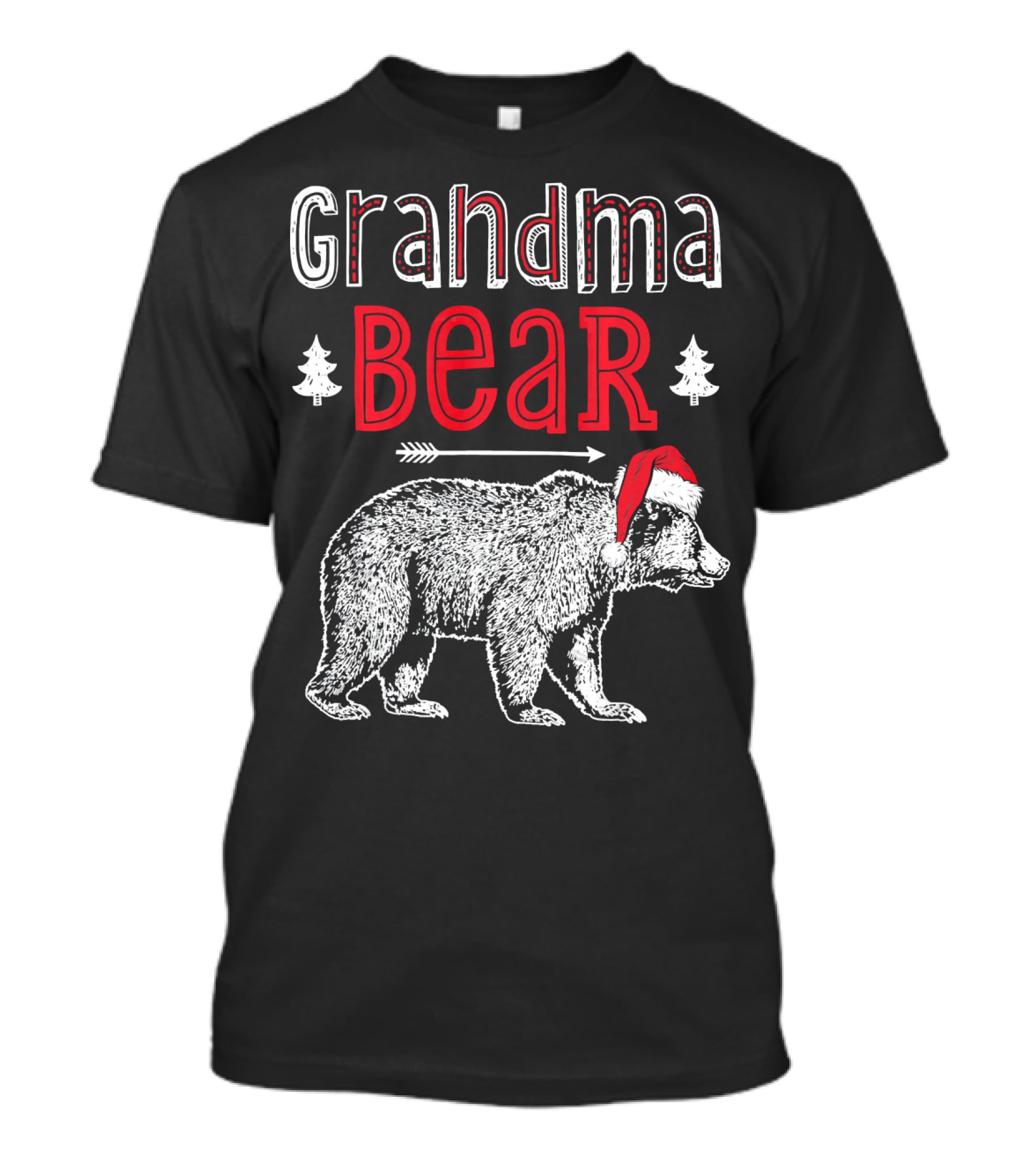 Grandma Bear Christmas Santa Hat Family Holiday Winter T-Shirt