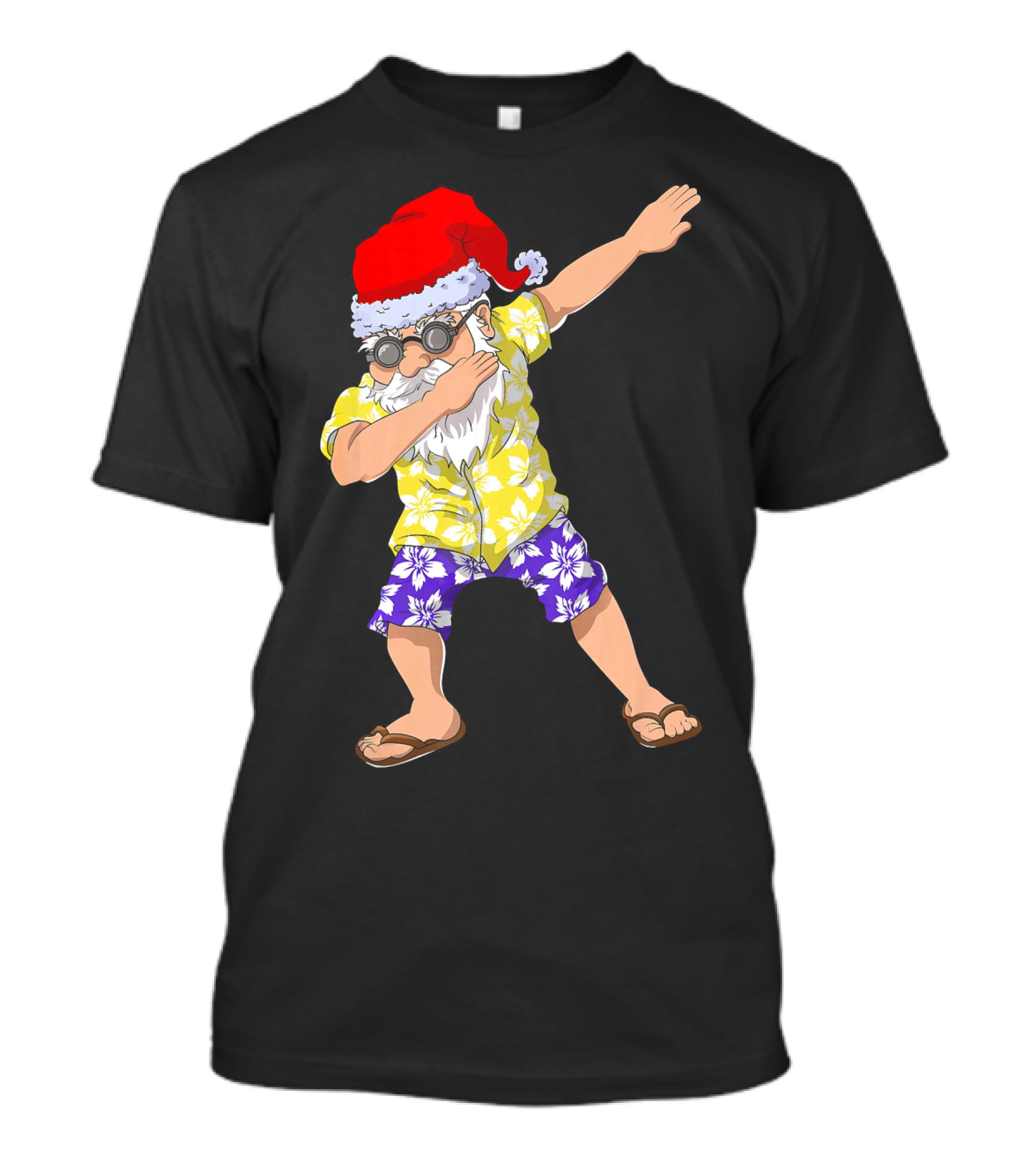 Santa Claus Dabbing In Hawaiian Shirt Christmas In July T-Shirt