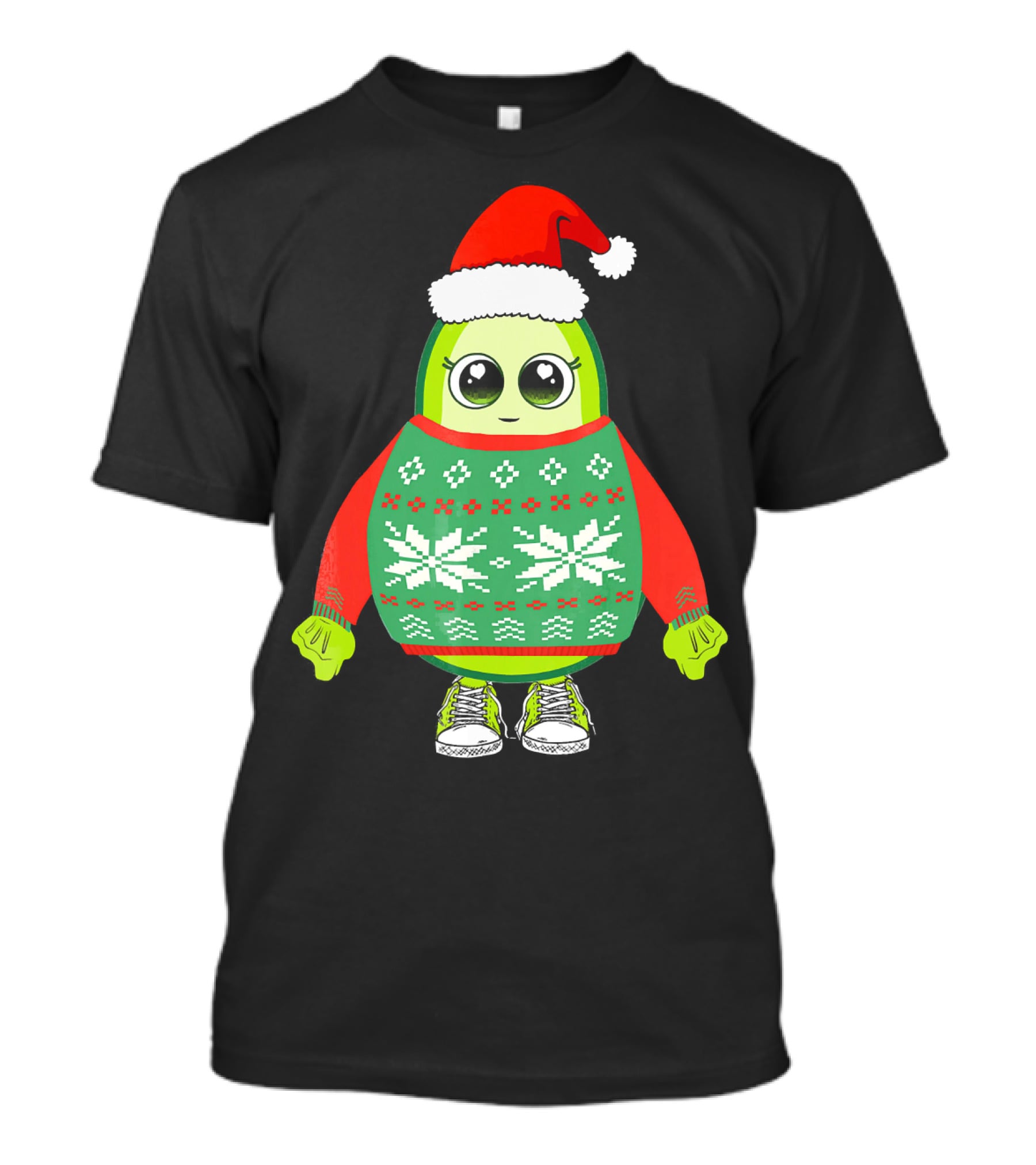 Santa Avocado Cute Christmas Sweater Sneakers T-Shirt