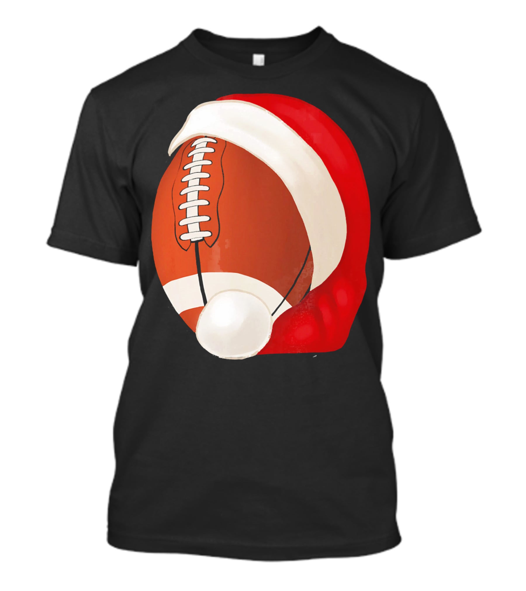 American Football Santa Hat Christmas T-Shirt