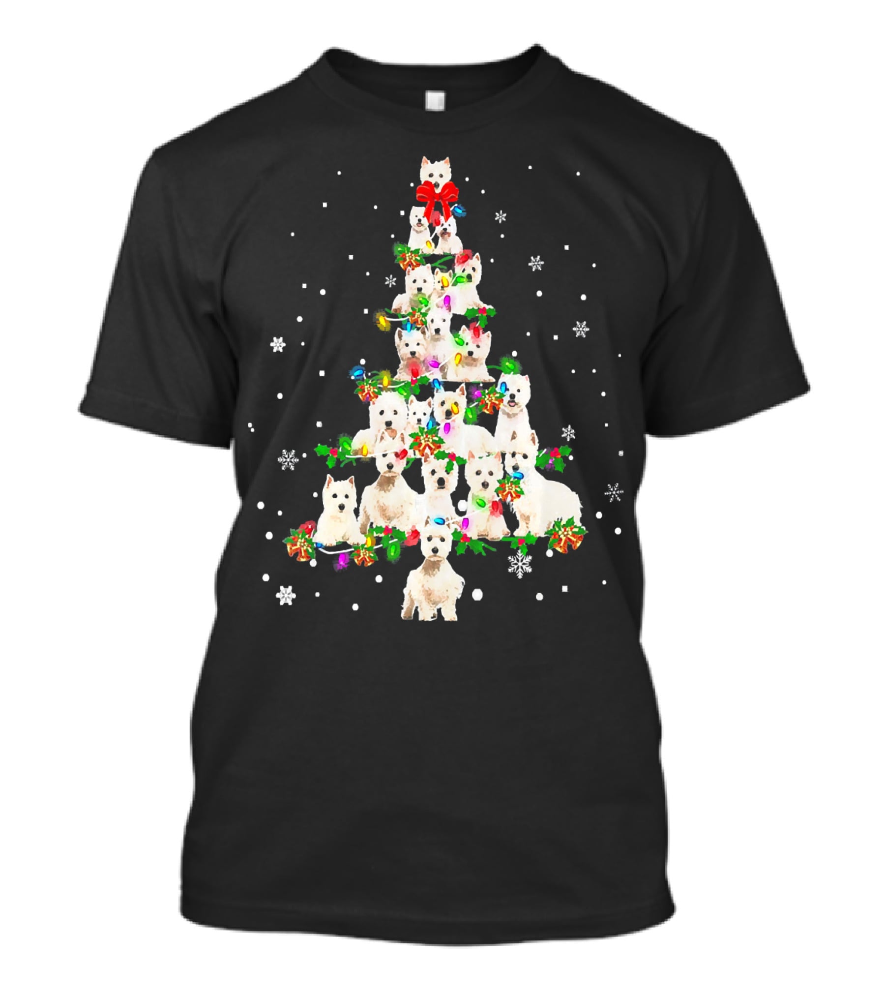 Cute West Highland White Terrier Dogs Christmas Tree T-Shirt