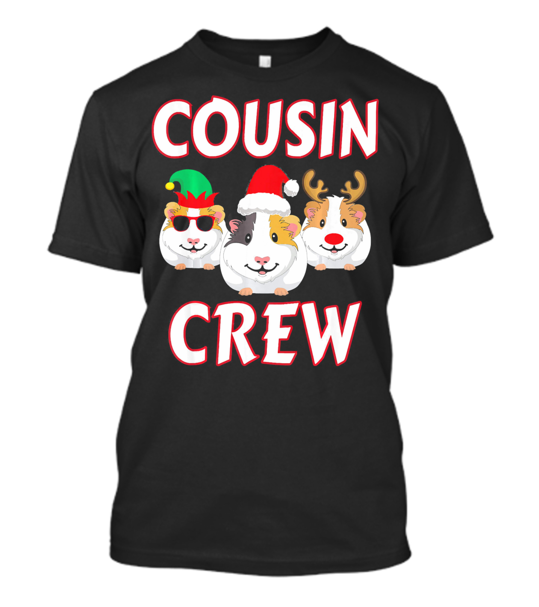 Cousin Crew Guinea Pig Christmas Holiday Reindeer Elves T-Shirt