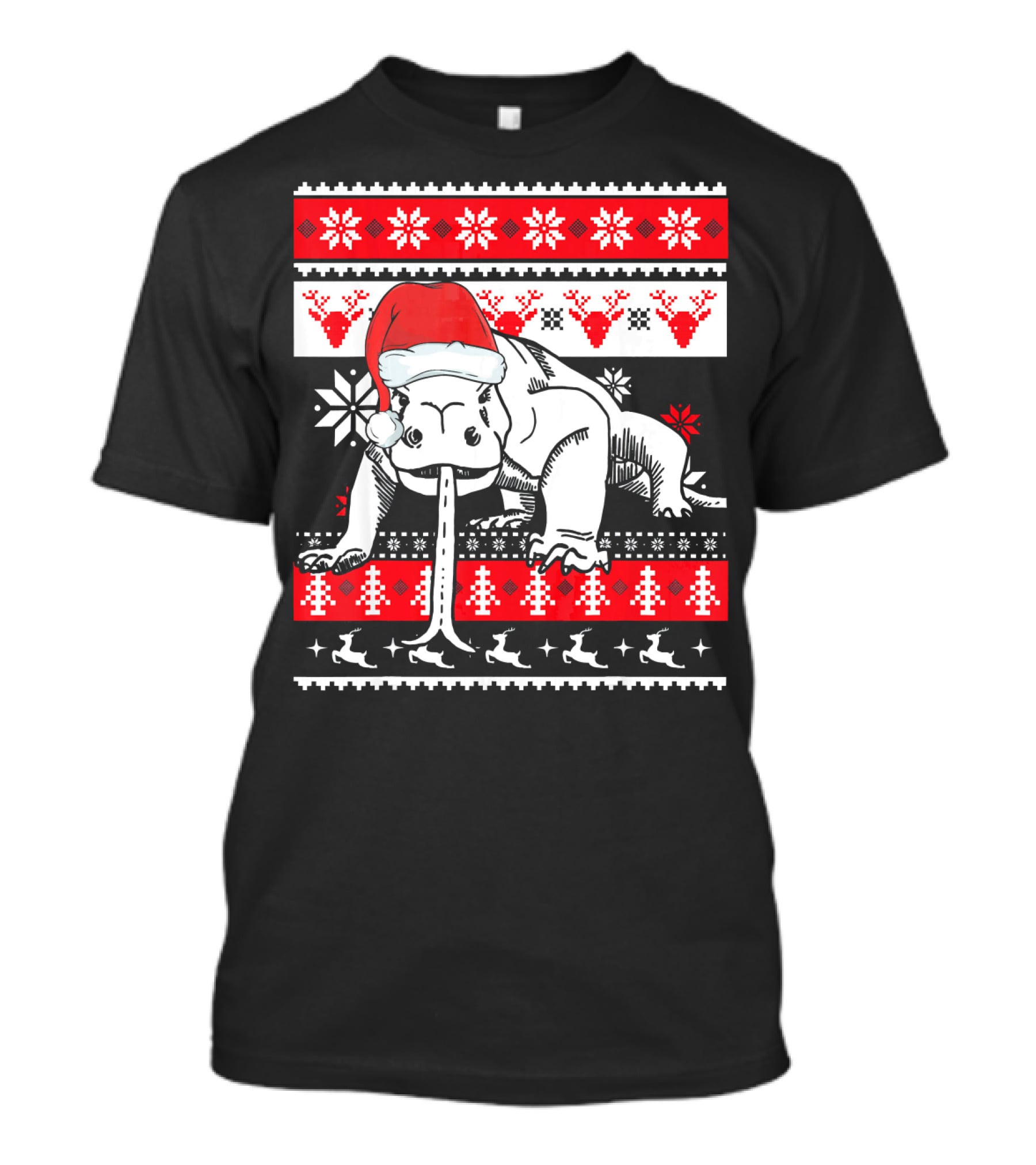 Ugly Christmas Komodo Dragon Reptile Santa Holiday T-Shirt