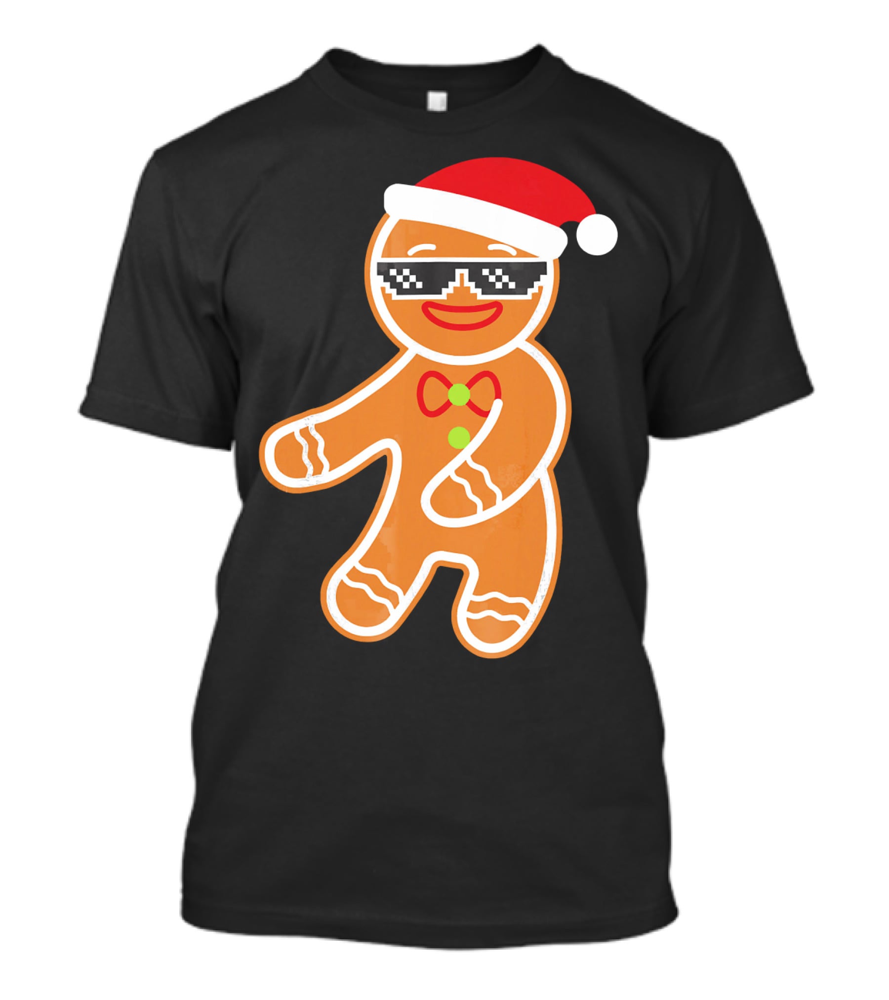 Flossing Gingerbread With Santa Hat And Sunglasses T-Shirt