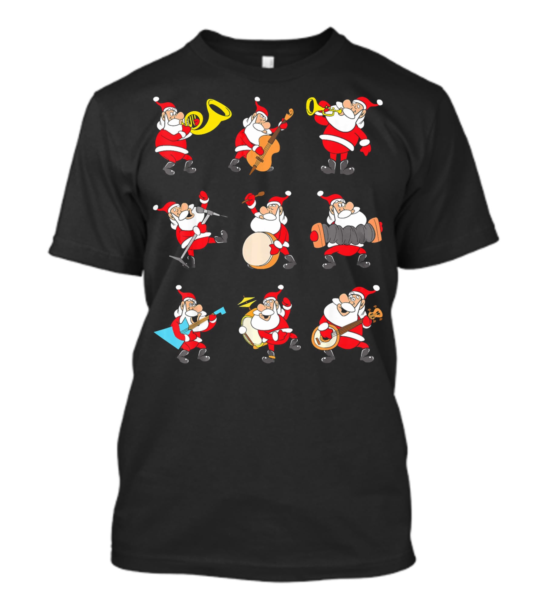 Santa Claus Playing Musical Instruments Ensemble T-Shirt