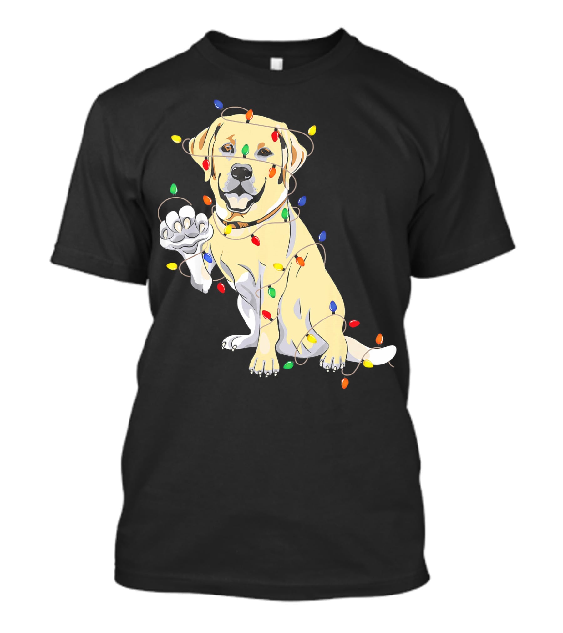 Labrador Retriever Wrapped In Christmas Lights With My Festive Lab T-Shirt